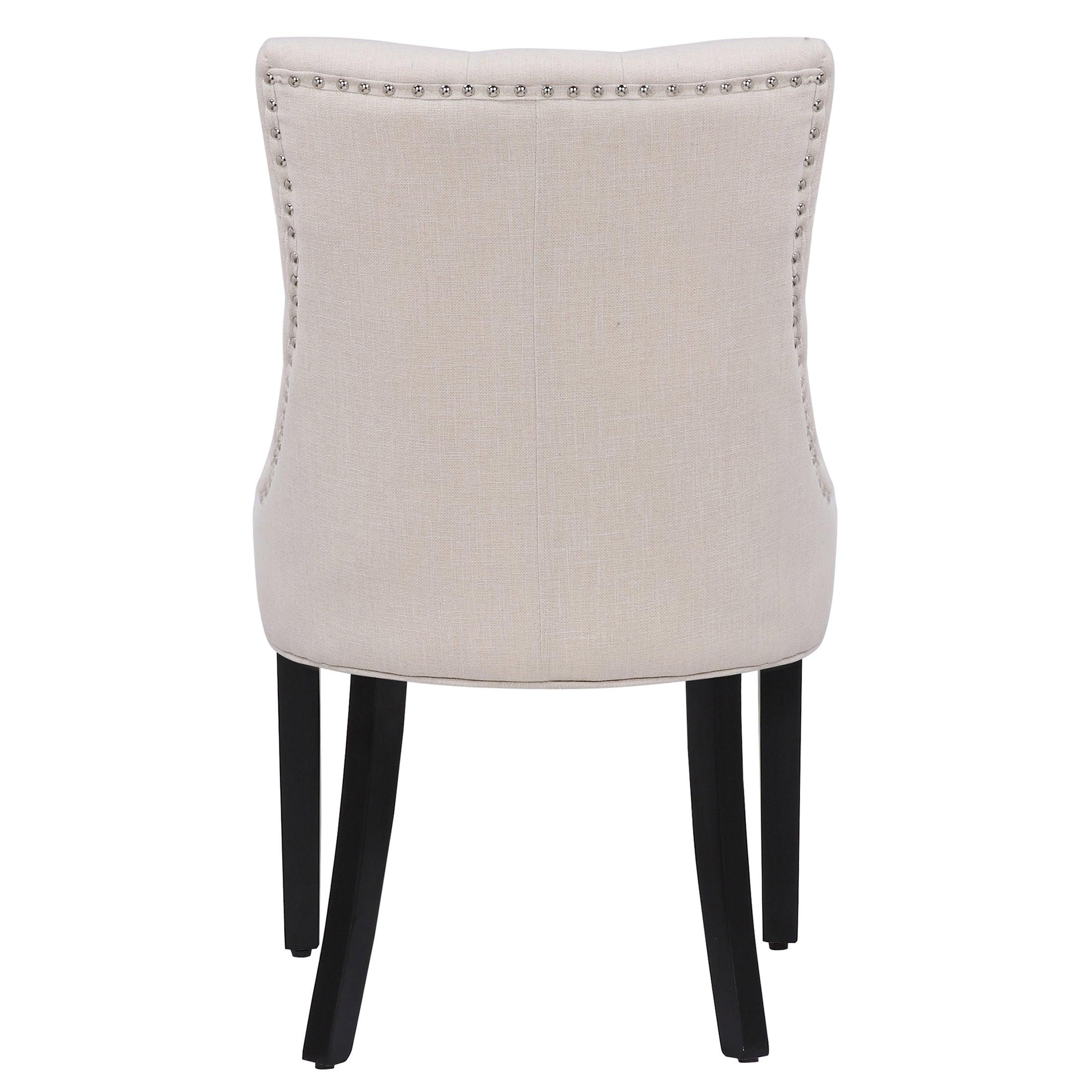 BELLMOUNT Upholstered Wingback Button Tufted Dining Chair, Beige