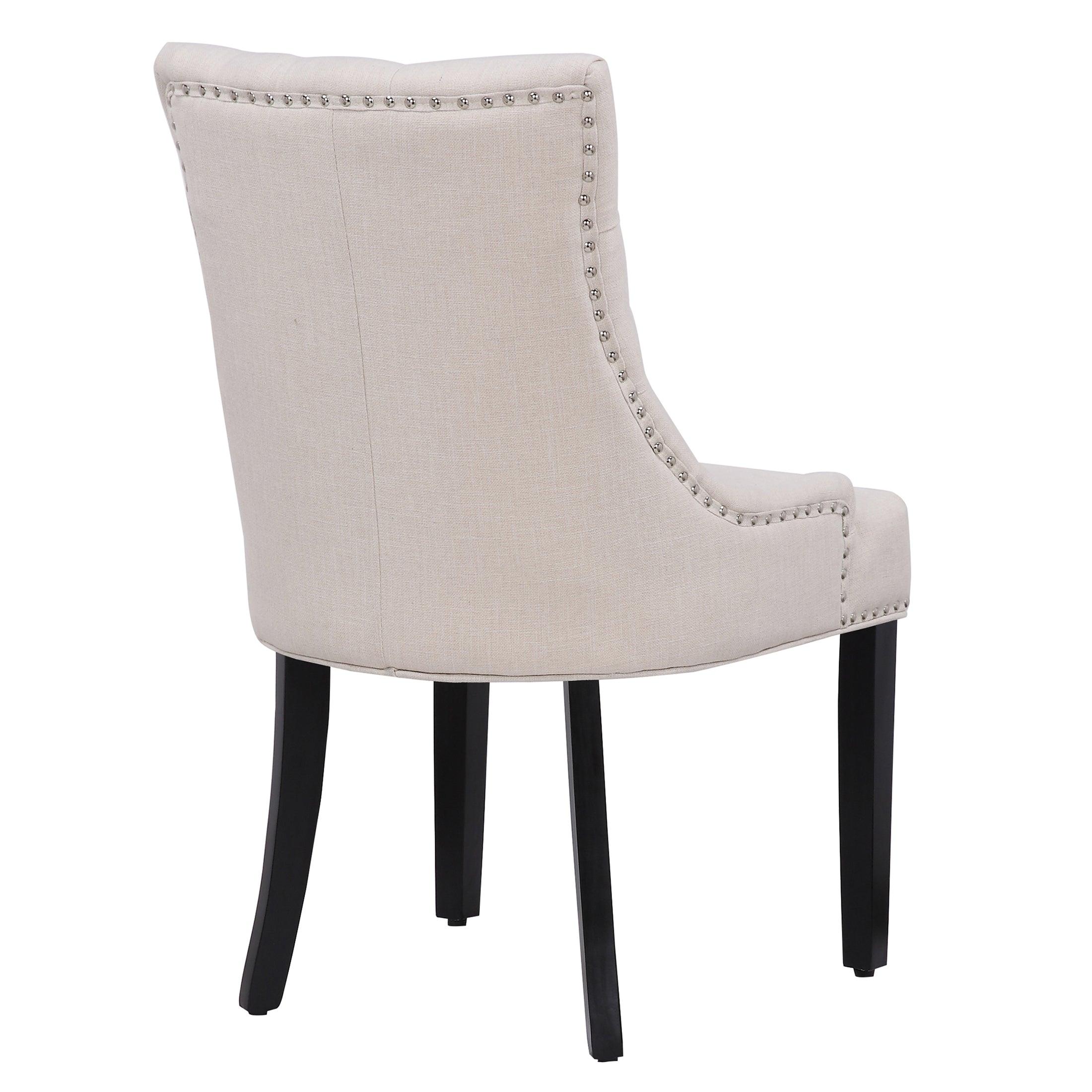 BELLMOUNT Upholstered Wingback Button Tufted Dining Chair, Beige