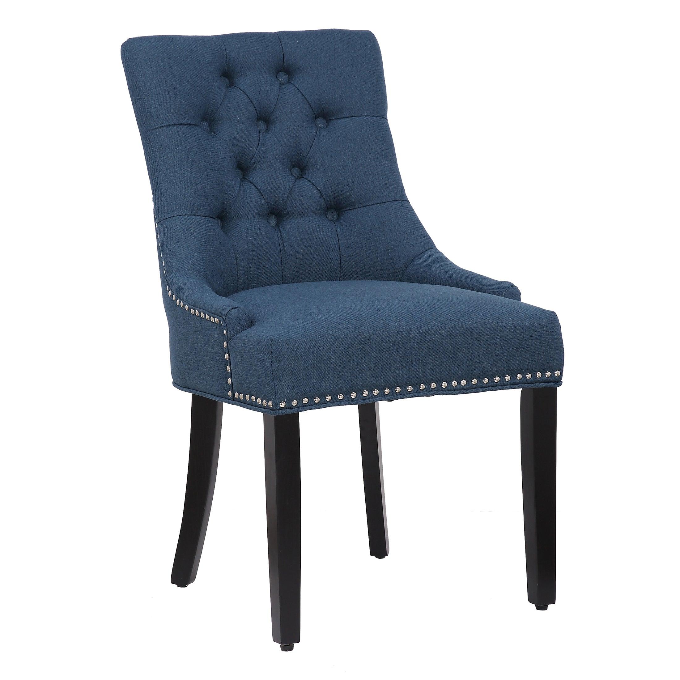 BELLMOUNT Upholstered Wingback Button Tufted Dining Chair, Blue