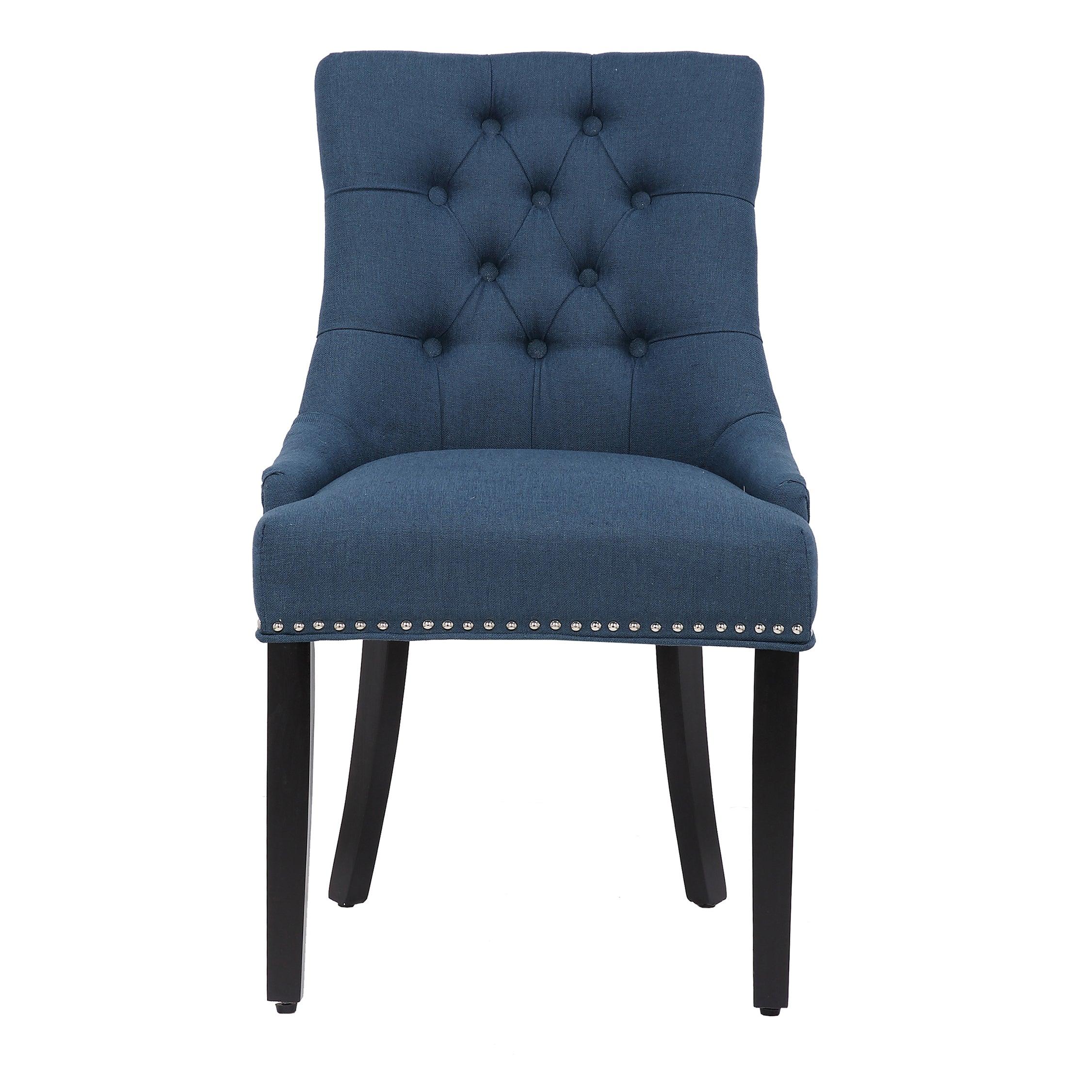 BELLMOUNT Upholstered Wingback Button Tufted Dining Chair, Blue