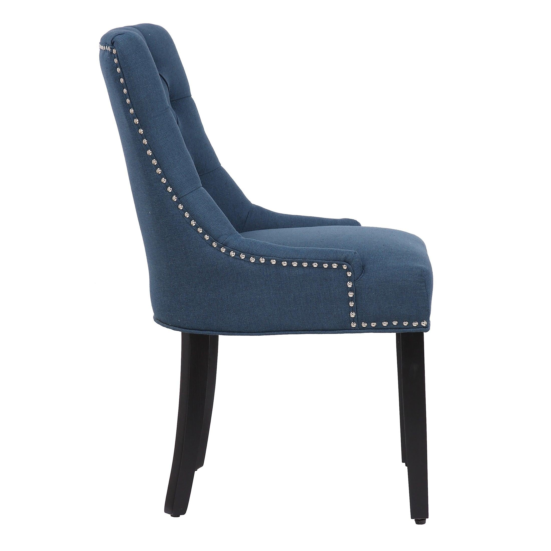 BELLMOUNT Upholstered Wingback Button Tufted Dining Chair, Blue