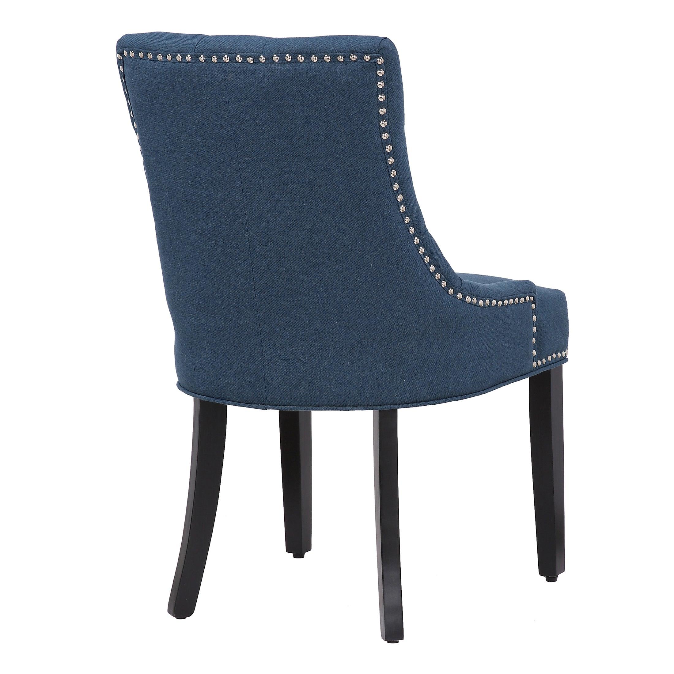 BELLMOUNT Upholstered Wingback Button Tufted Dining Chair, Blue