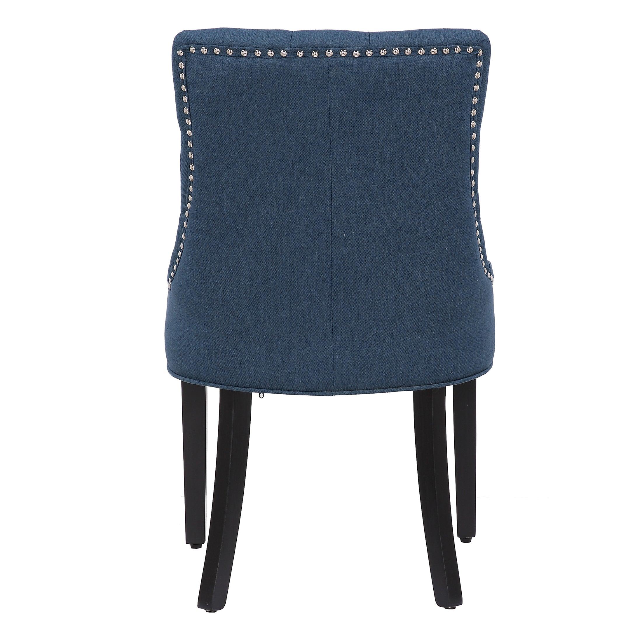 BELLMOUNT Upholstered Wingback Button Tufted Dining Chair, Blue