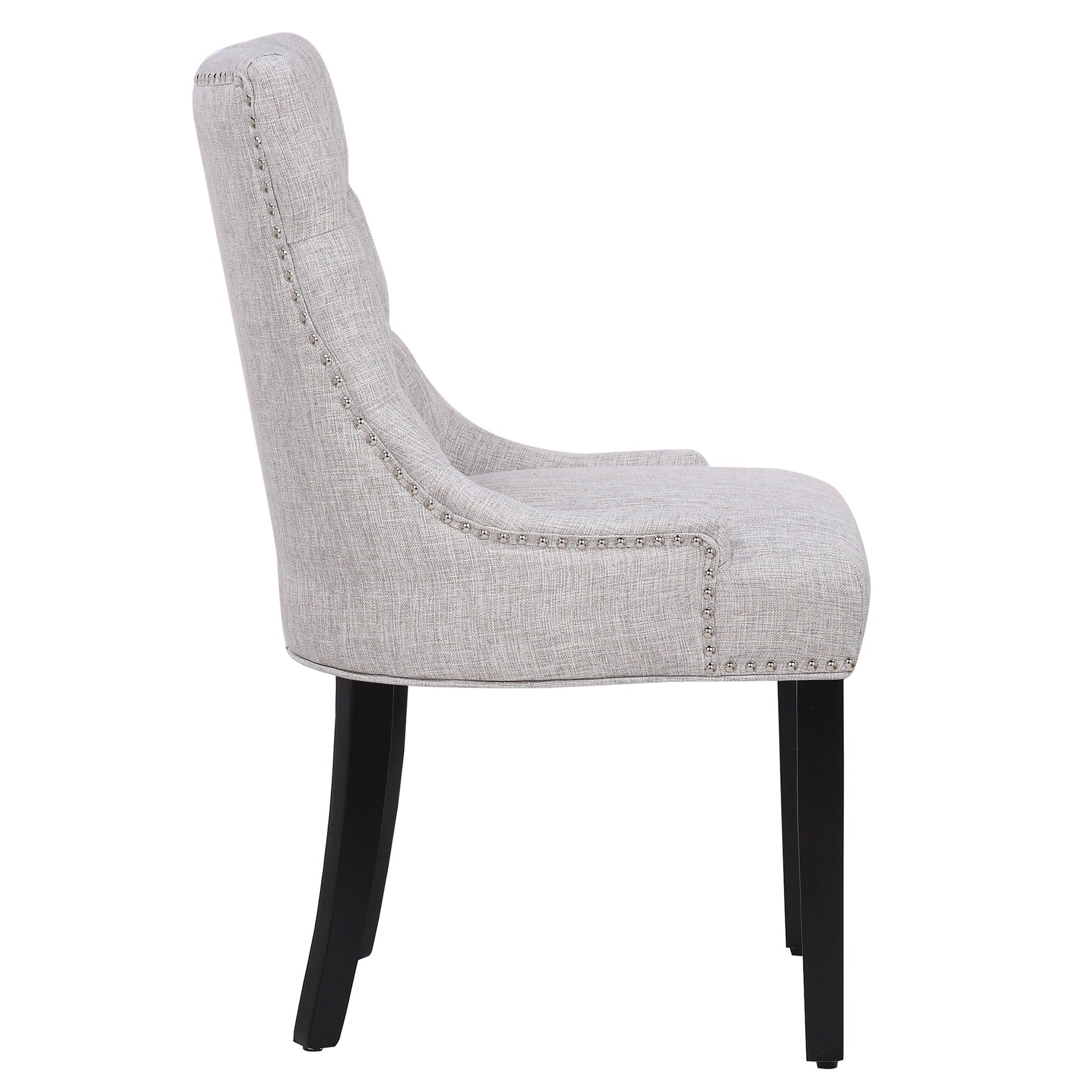 BELLMOUNT Upholstered Wingback Button Tufted Dining Chair, Light Gray