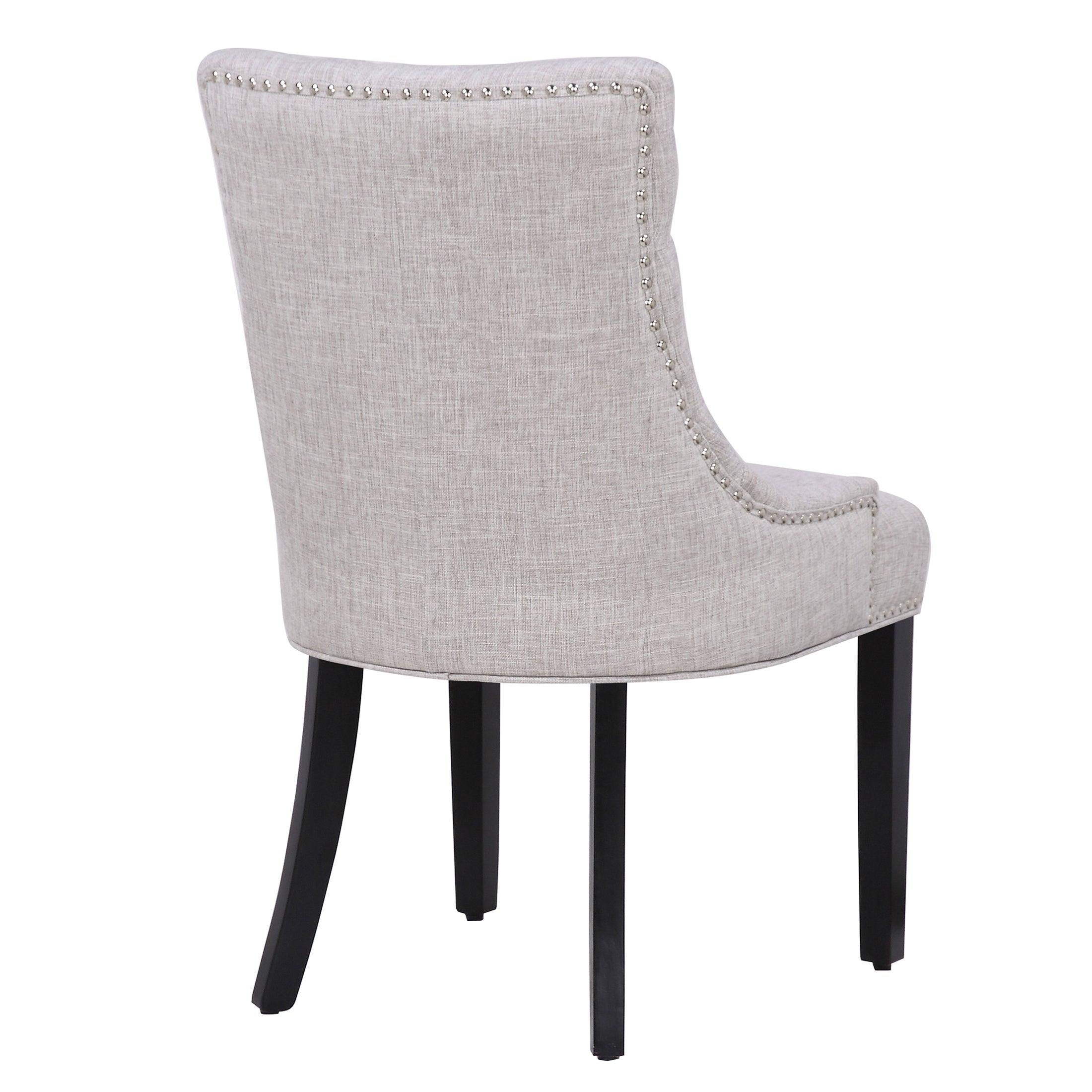 BELLMOUNT Upholstered Wingback Button Tufted Dining Chair, Light Gray