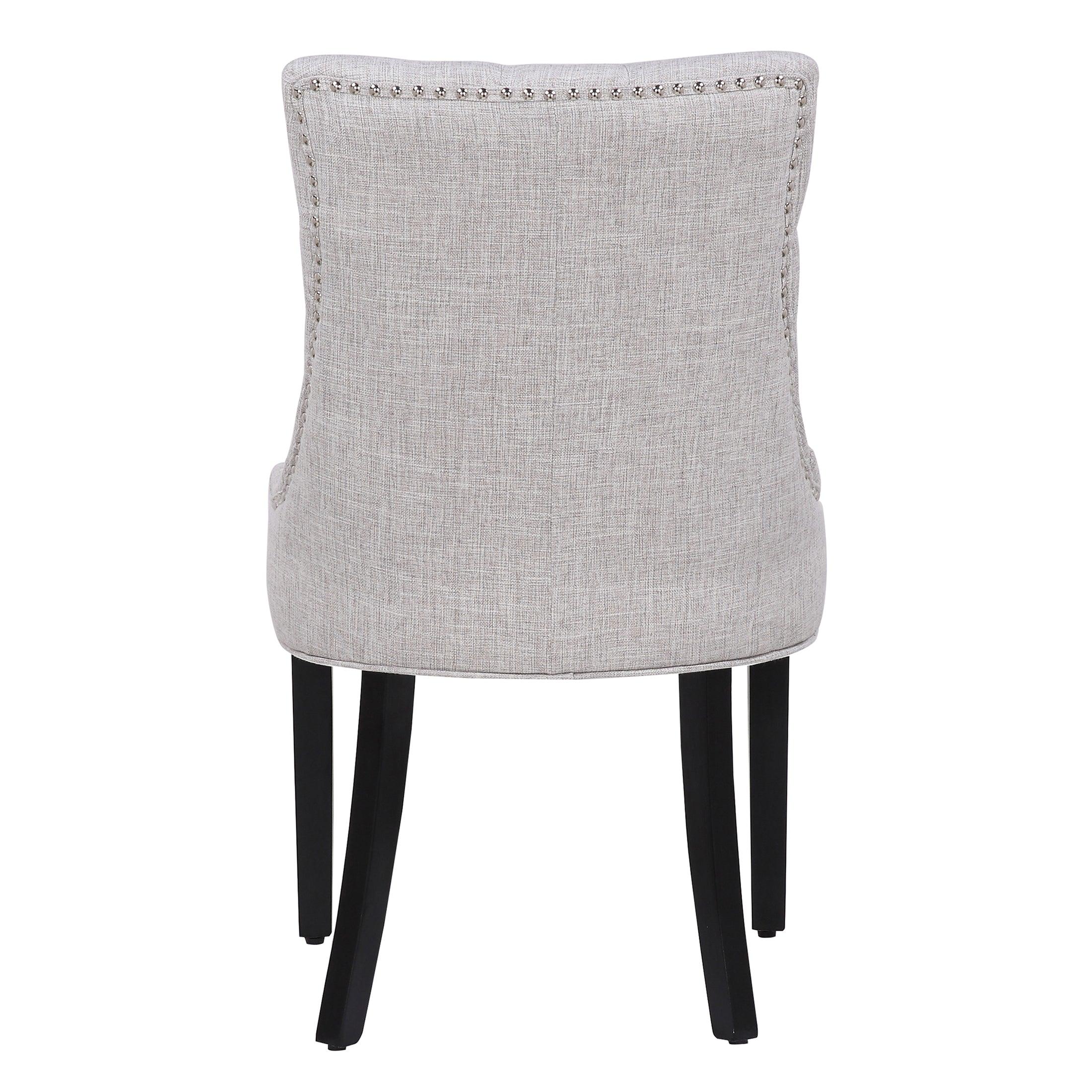 BELLMOUNT Upholstered Wingback Button Tufted Dining Chair, Light Gray