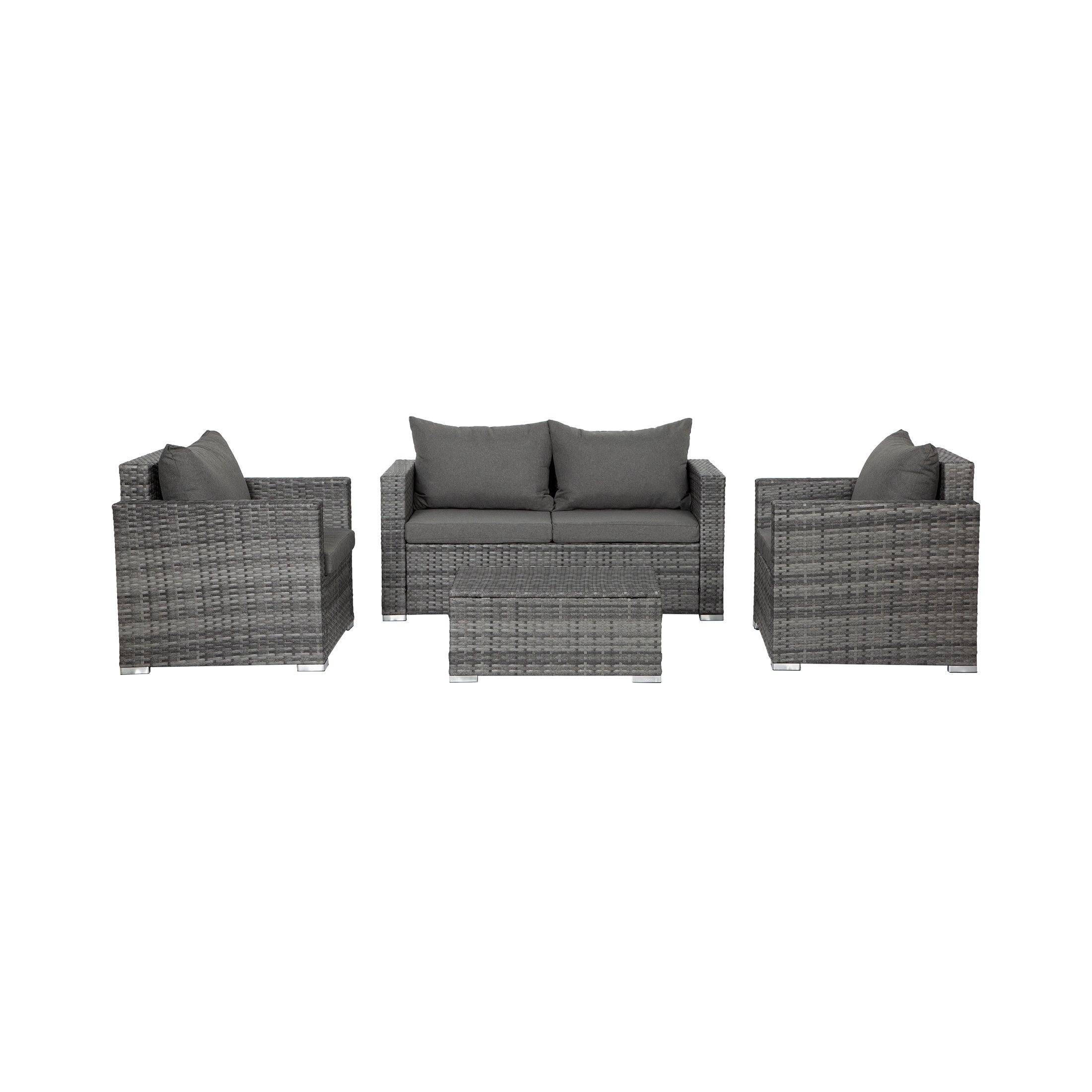 Boston 4-Piece Outdoor Modern Rattan Wicker Conversation Sofa Set - Costaelm