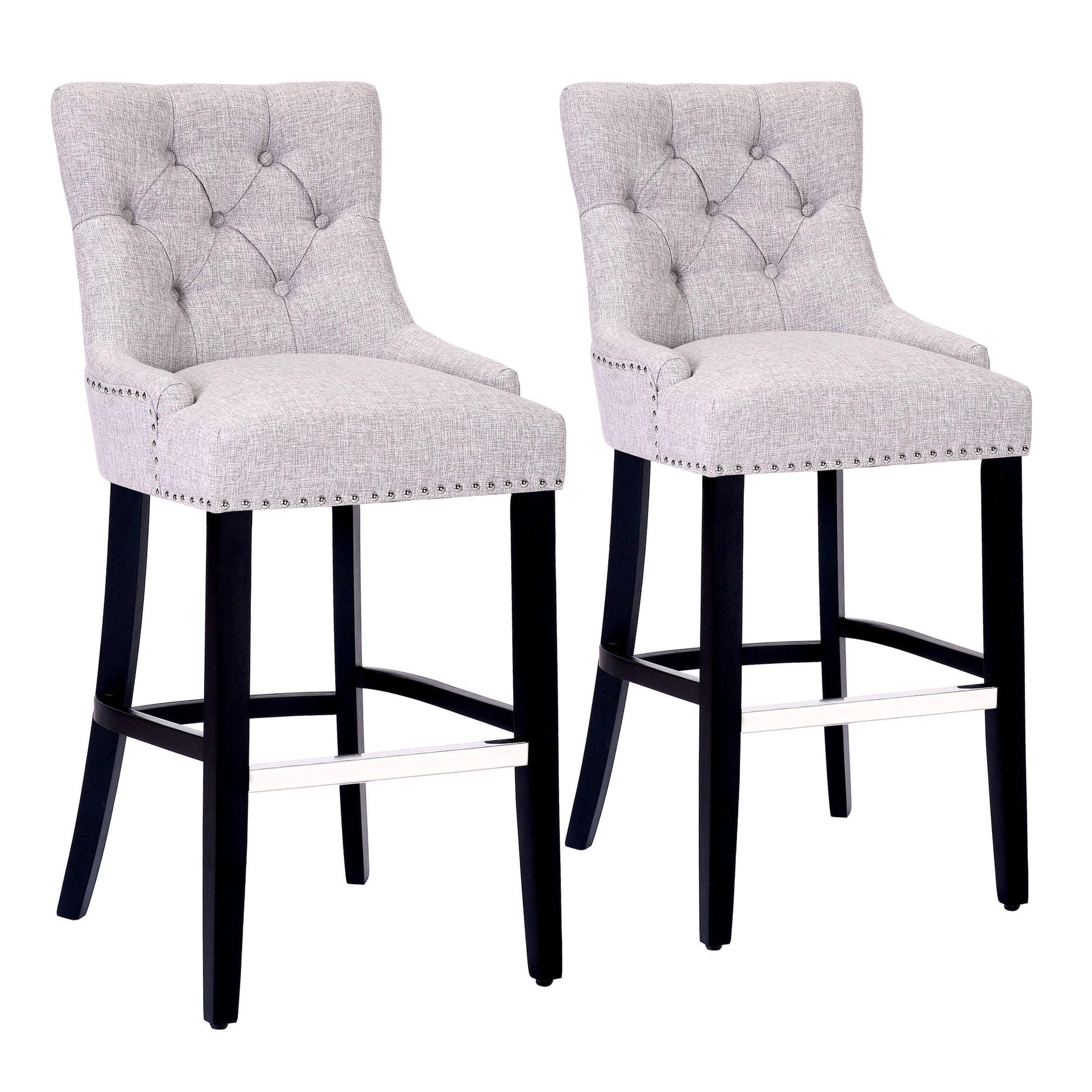 Bellmount 29" Upholstered Tufted Wingback Bar Stool (Set of 2) - Costaelm