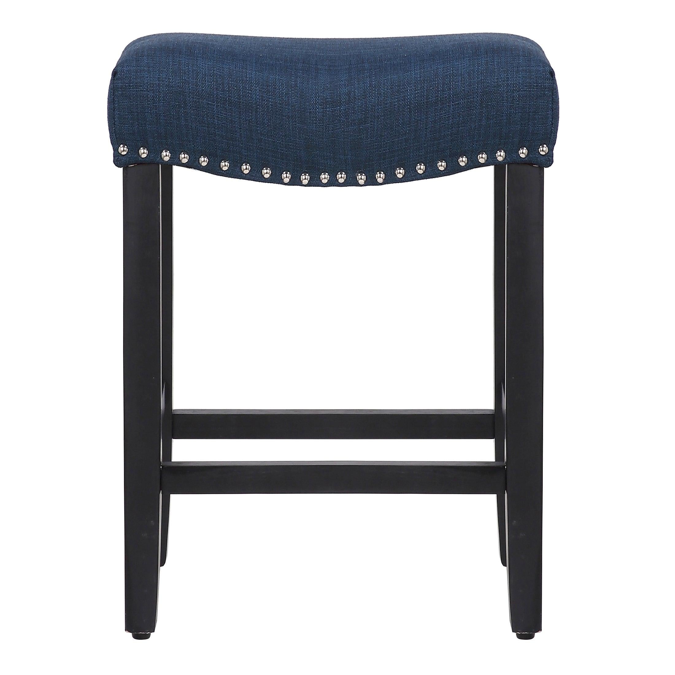 Mission 24" Upholstered Saddle Seat Barstool, Navy Blue