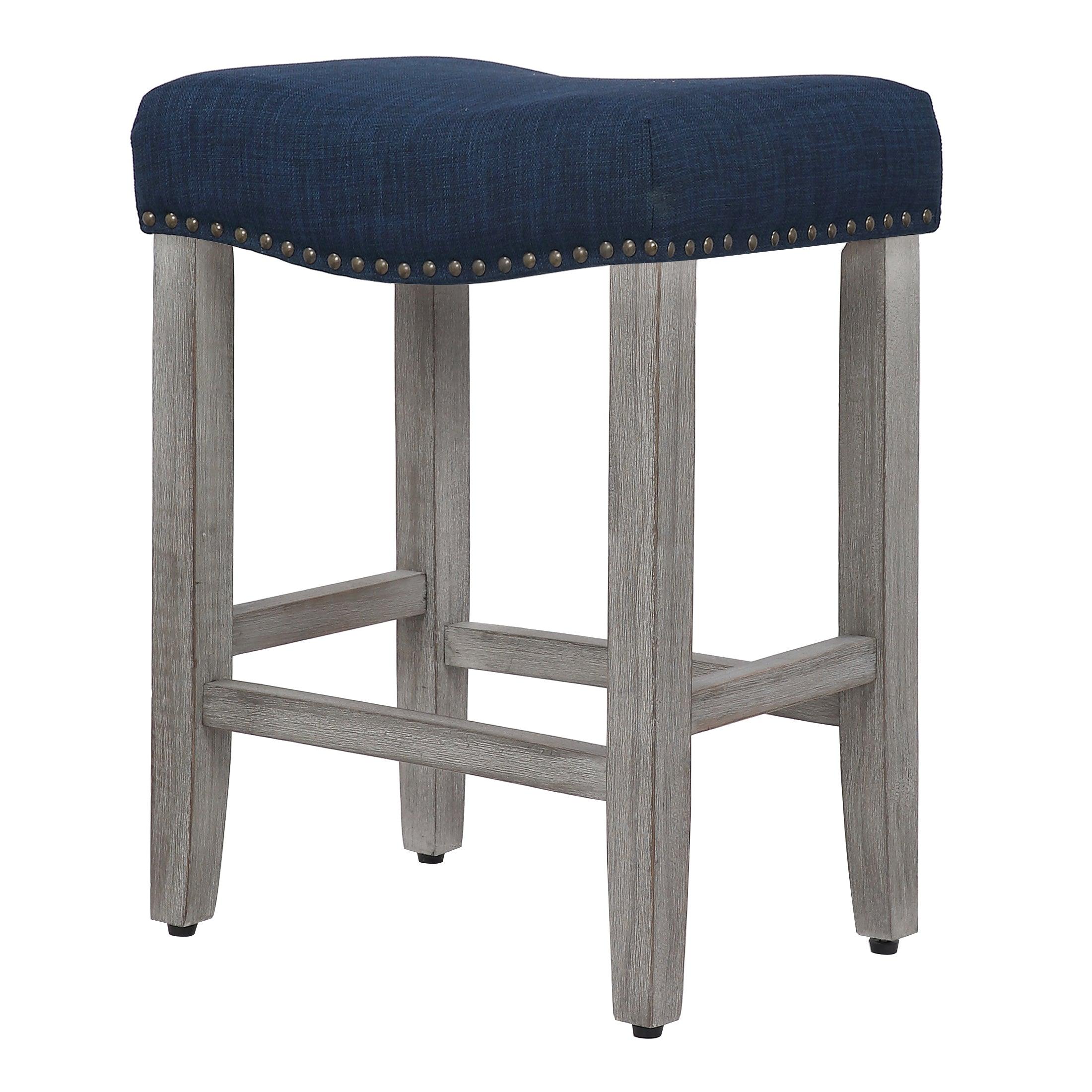 Bulmon 24" inch Upholstered Bar Stool with Nailhead Trim - Costaelm