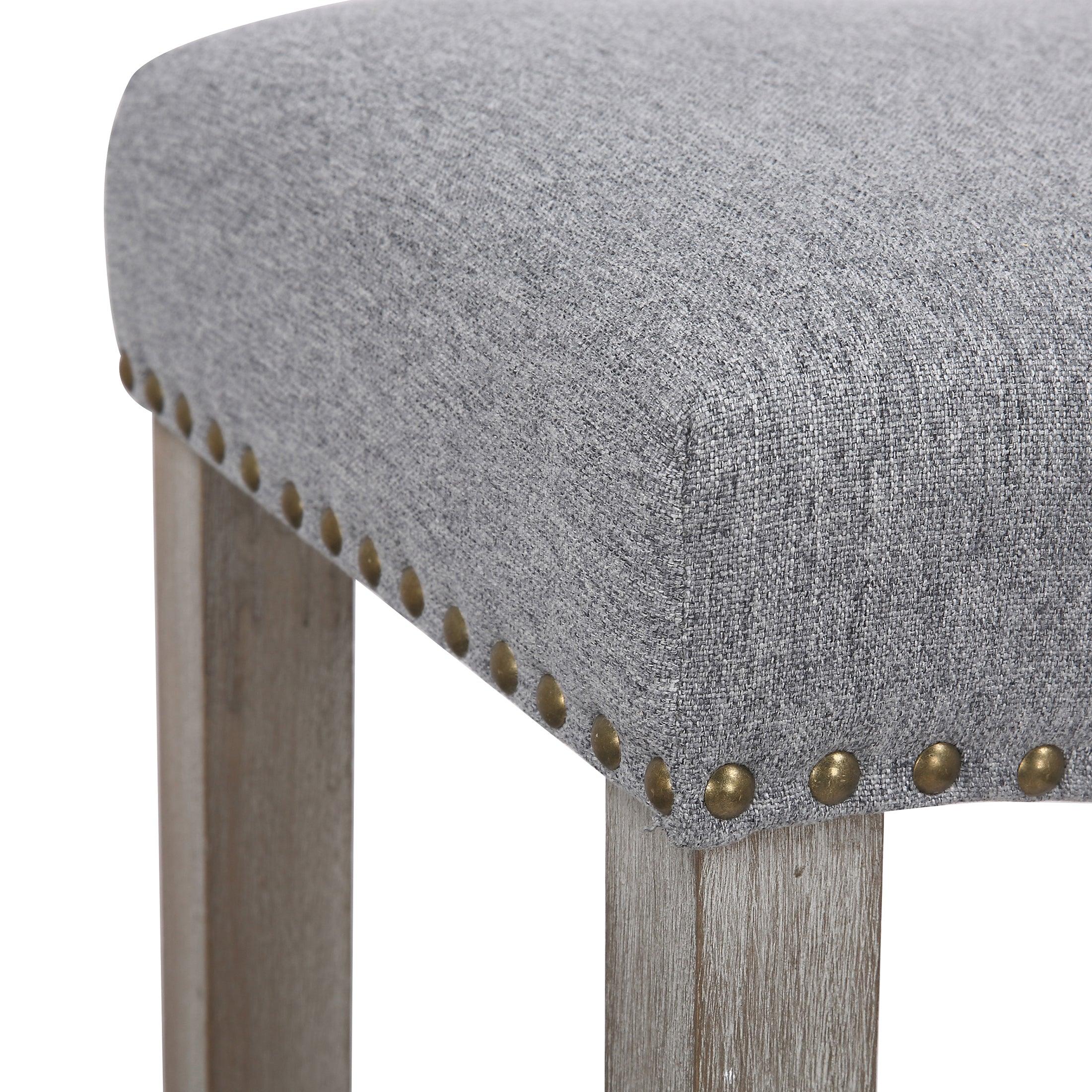 Bulmon 24" inch Upholstered Bar Stool with Nailhead Trim - Costaelm