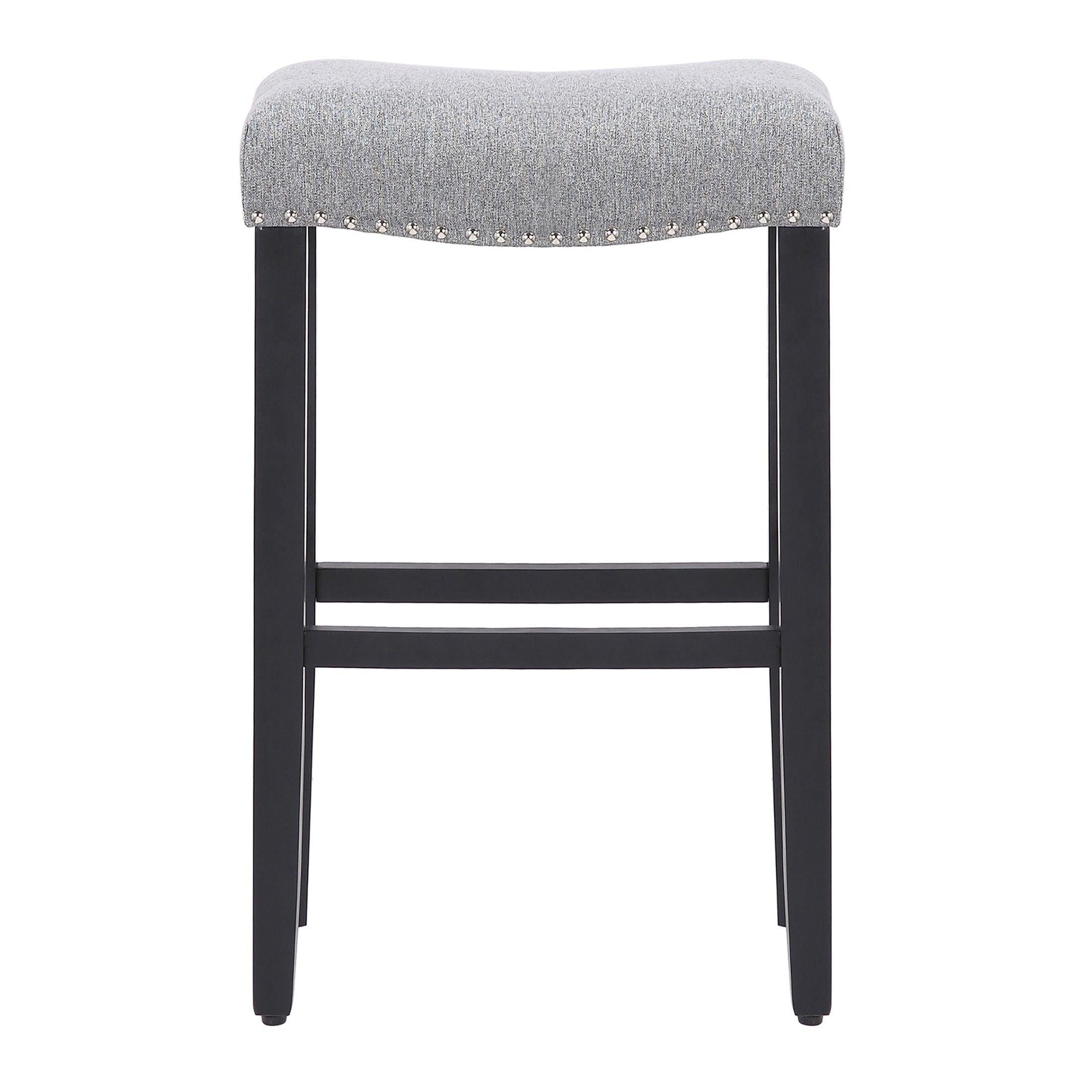 Mission 29" Upholstered Saddle Seat Barstool, Gray