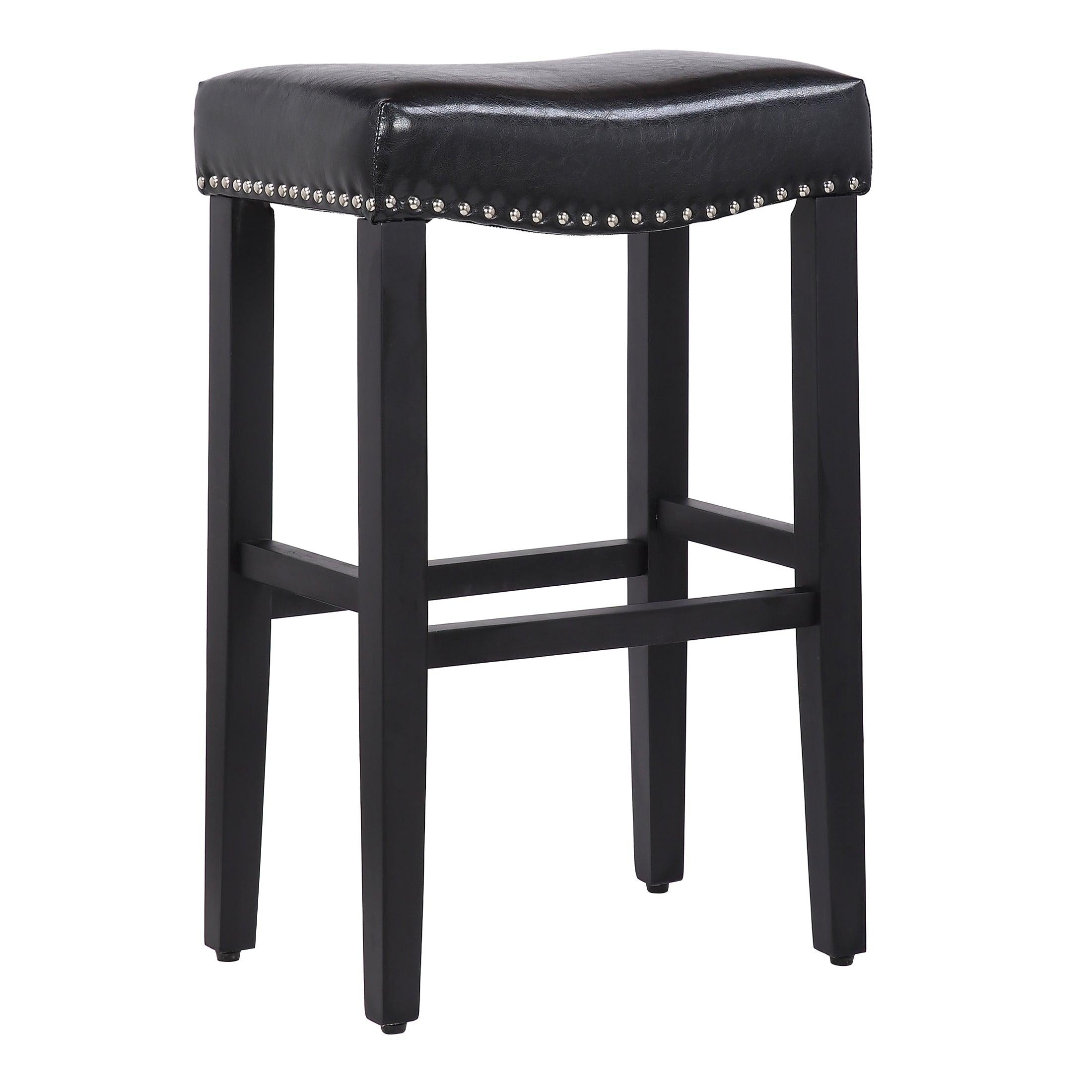 Mission 29" Upholstered Saddle Seat Barstool, Leather