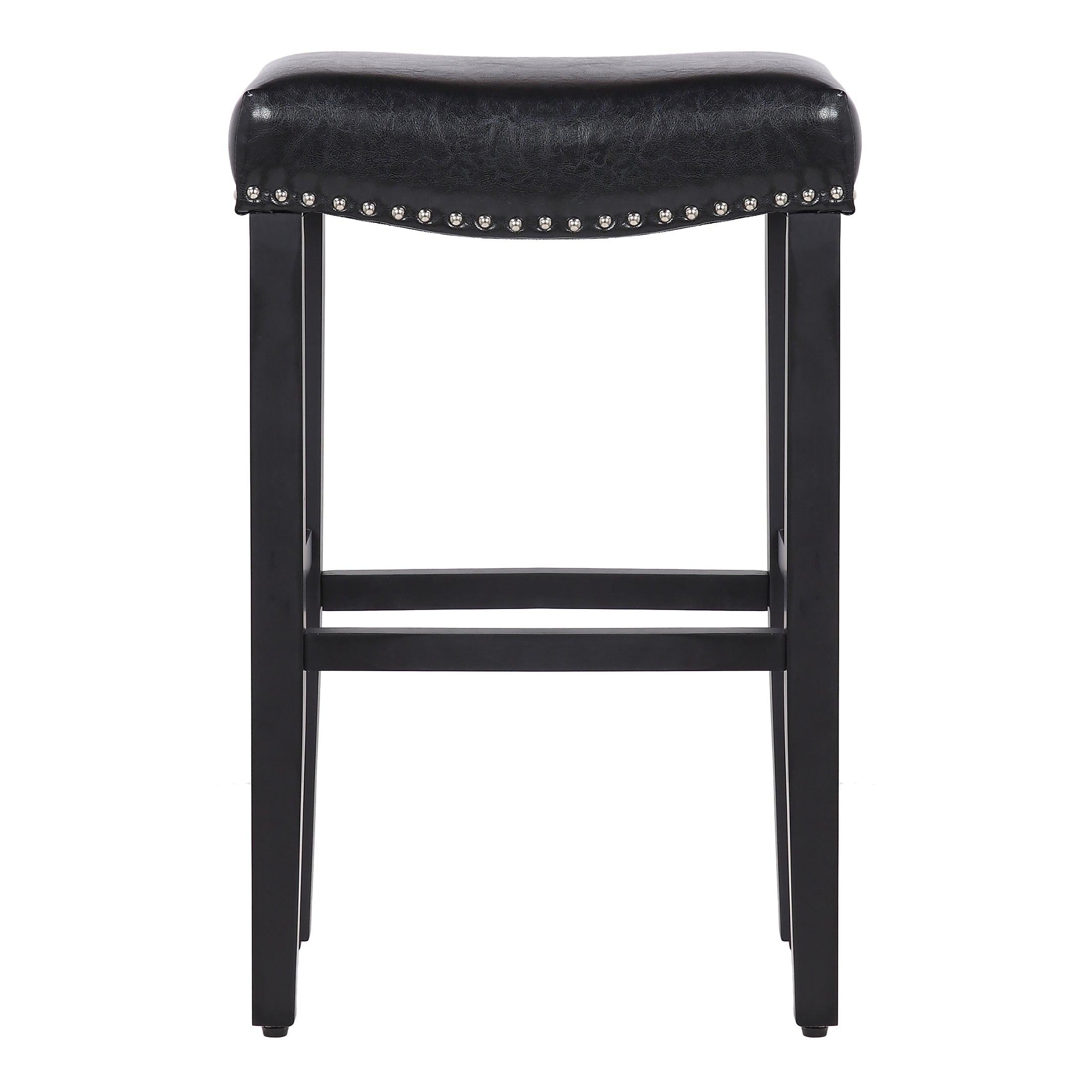 Mission 29" Upholstered Saddle Seat Barstool, Leather