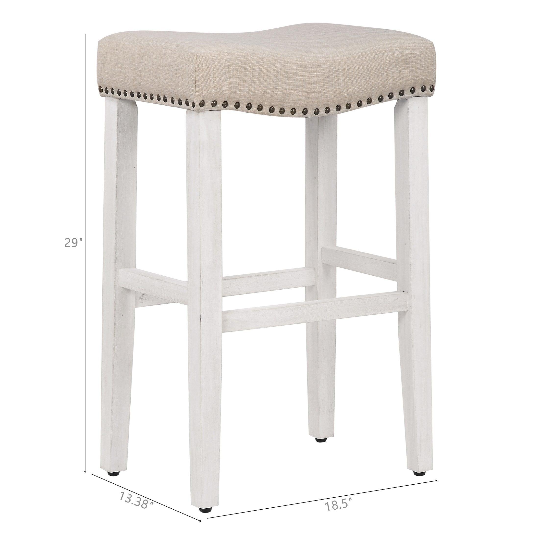 Bulmon 29" inch Upholstered Barstools with Nailhead Trim (Set of 2) - Costaelm