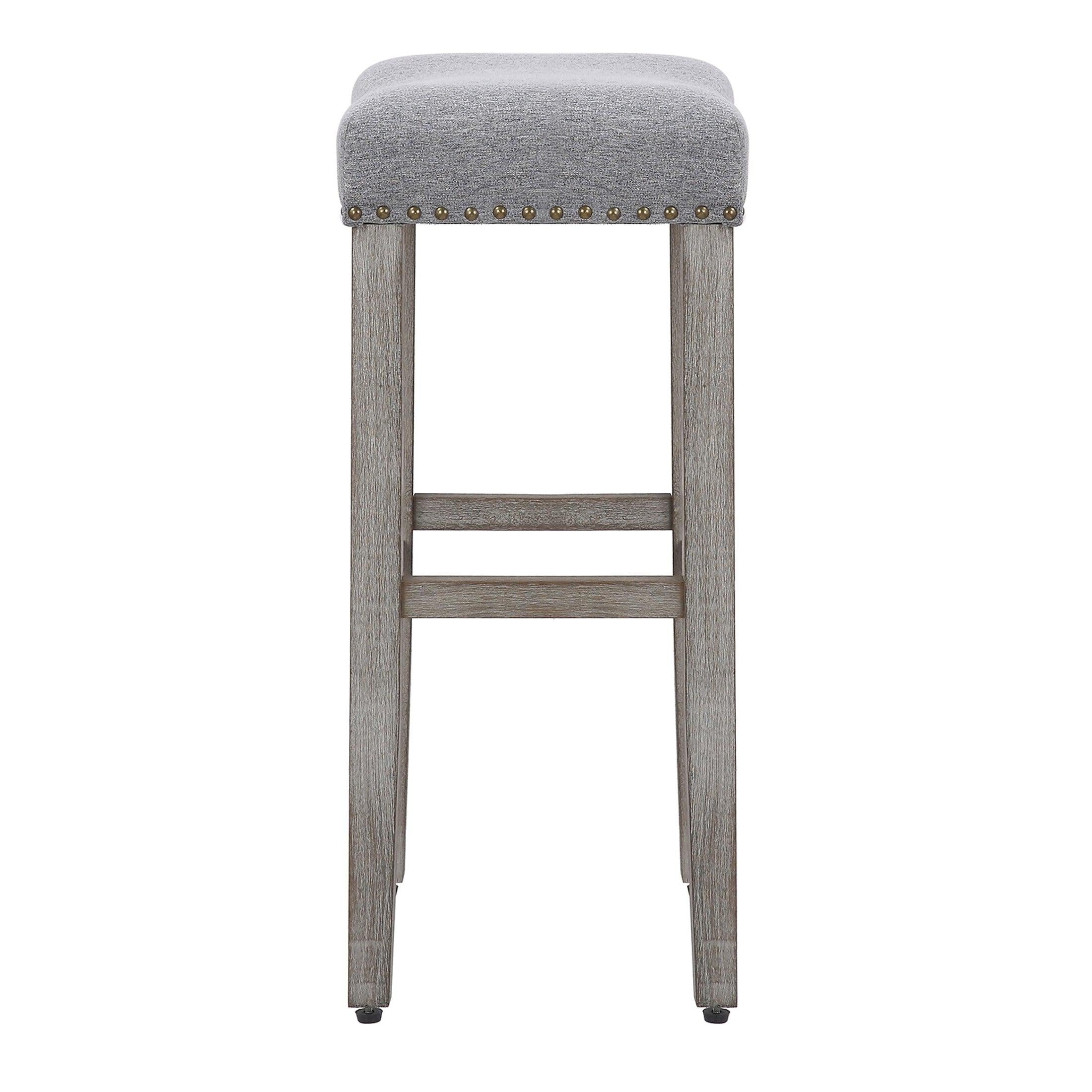 Costaelm 29" Inch Upholstered Backless Saddle Seat Counter Stool, Antique Gray/Gray