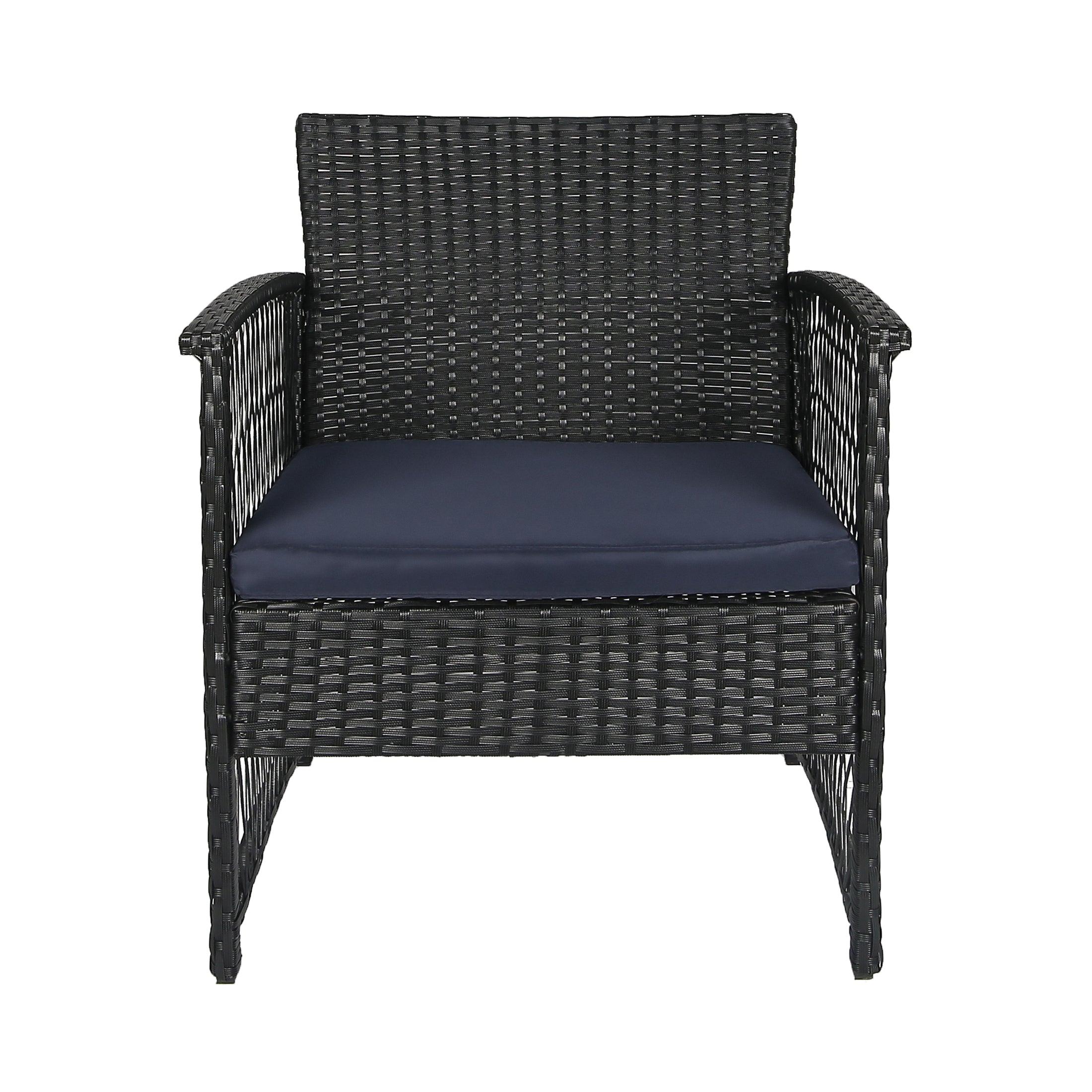 Bistro 3-Piece Patio Conversation Set Black PE Rattan Wicker - Costaelm