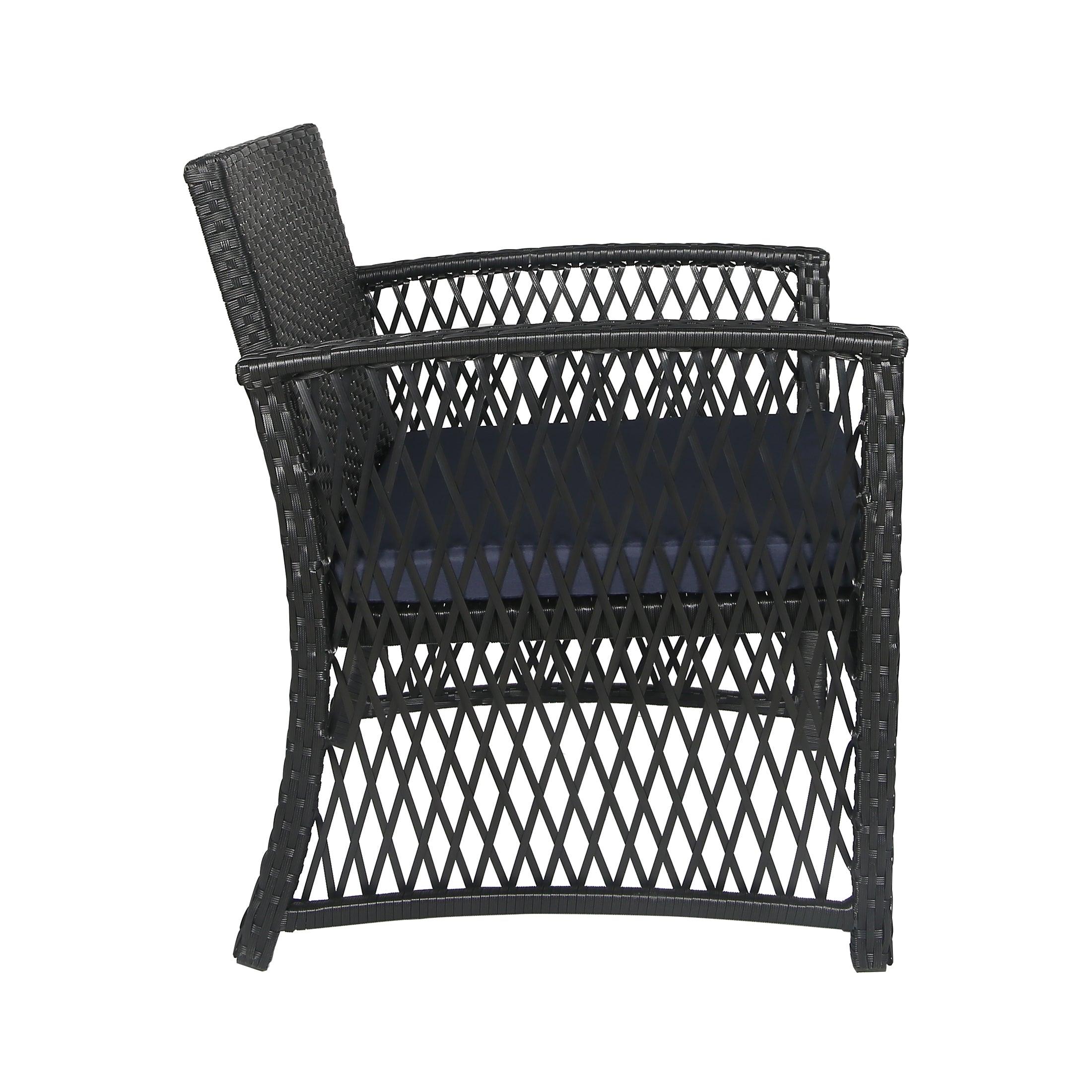 Bistro 3-Piece Patio Conversation Set Black PE Rattan Wicker - Costaelm