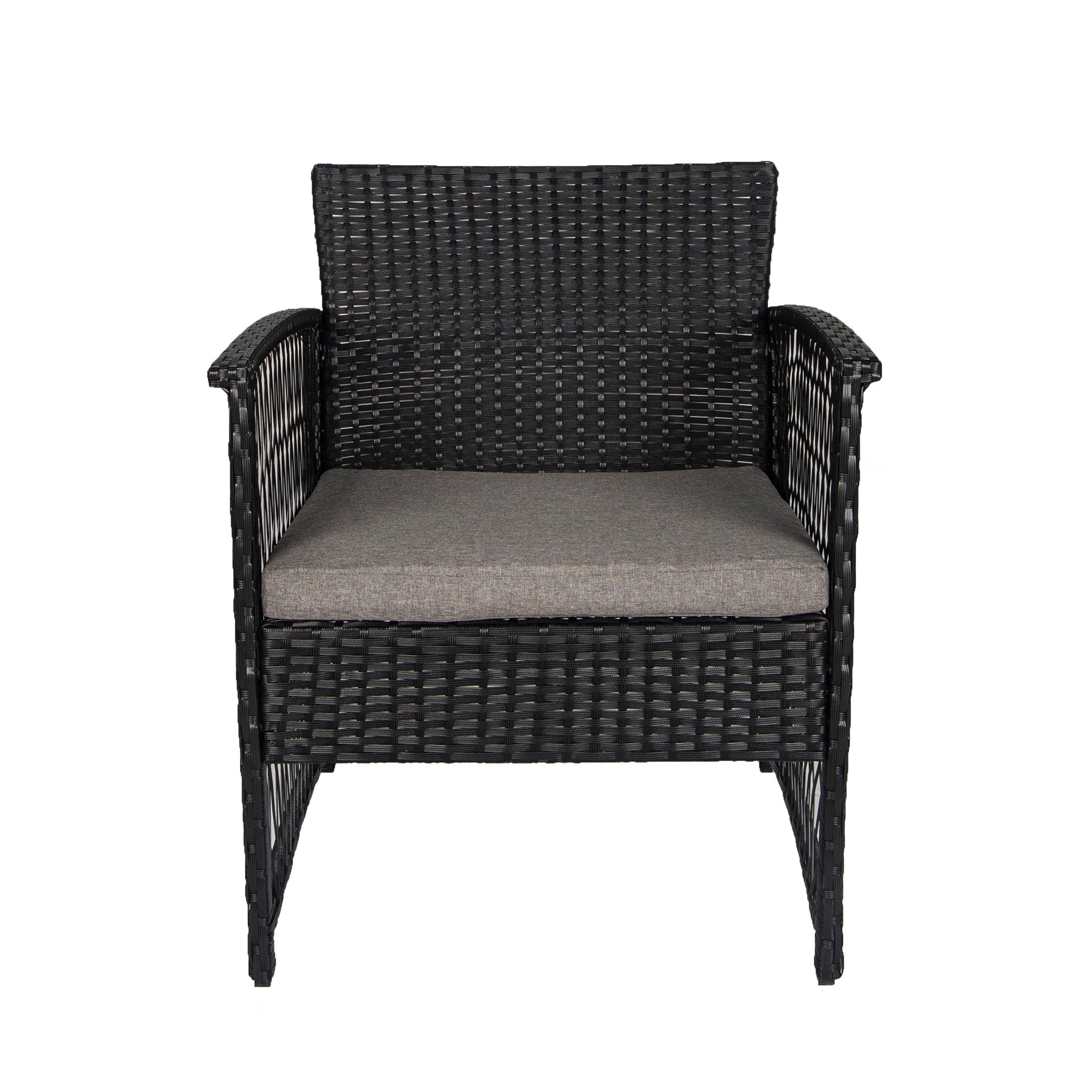 Bistro 3-Piece Patio Conversation Set Black PE Rattan Wicker - Costaelm