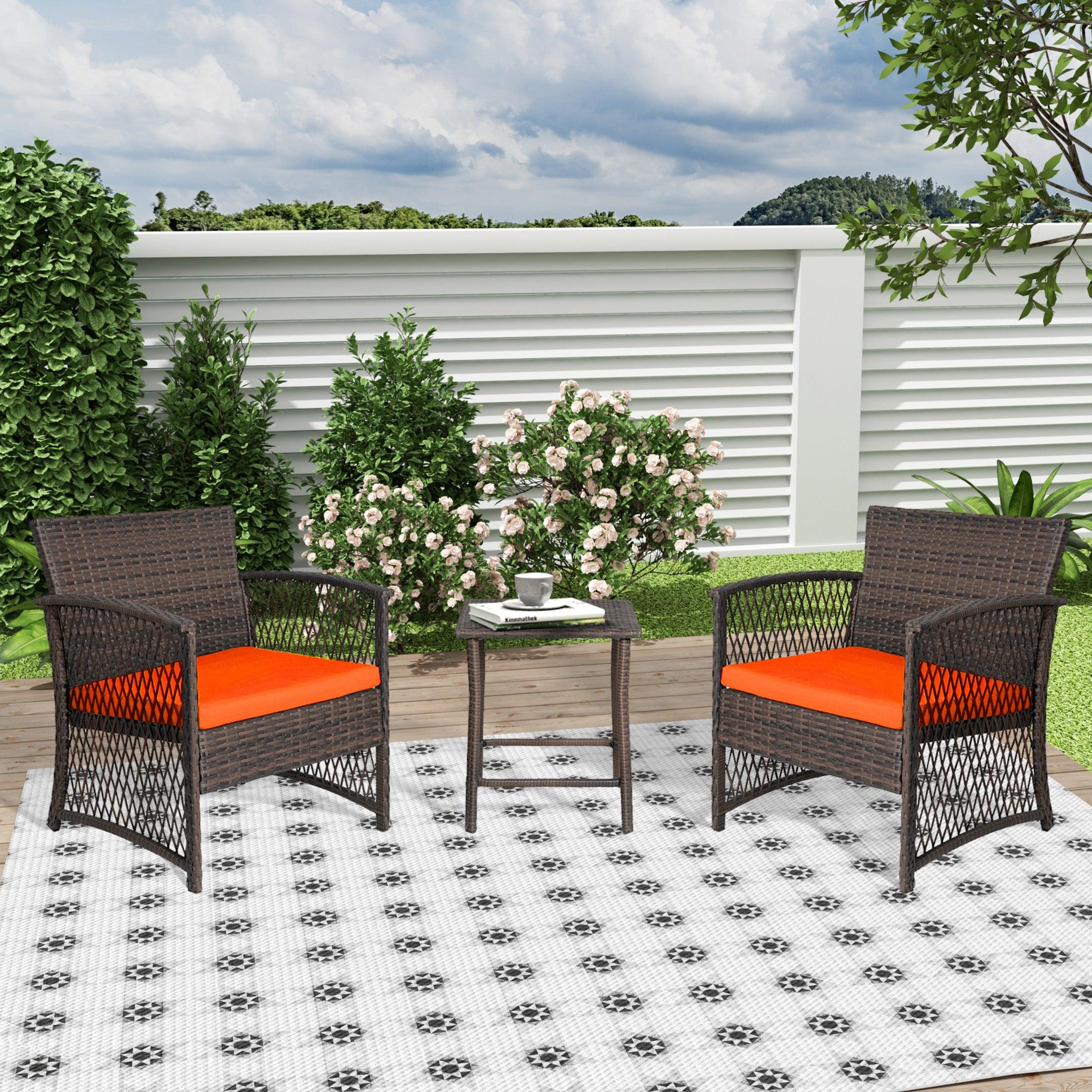 Bistro 3-Piece Patio Conversation Set Coffee PE Rattan Wicker - Costaelm