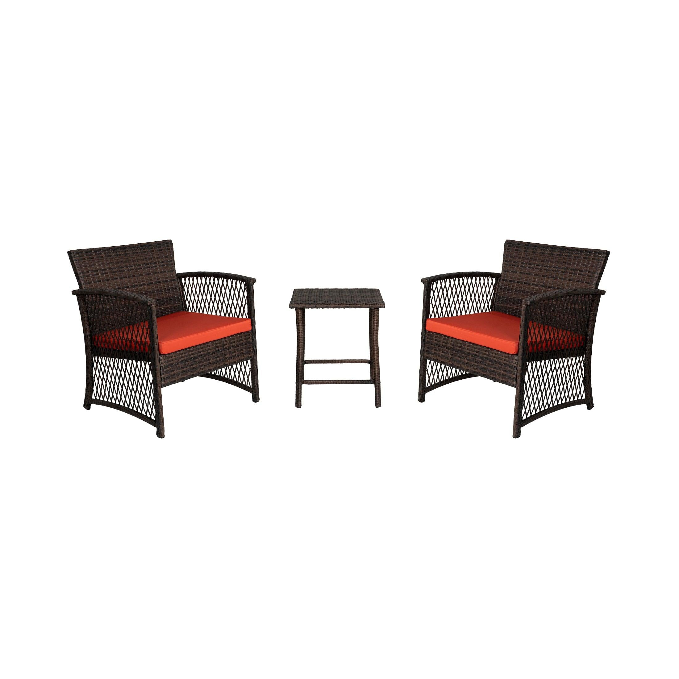 Bistro 3-Piece Patio Conversation Set Coffee PE Rattan Wicker - Costaelm