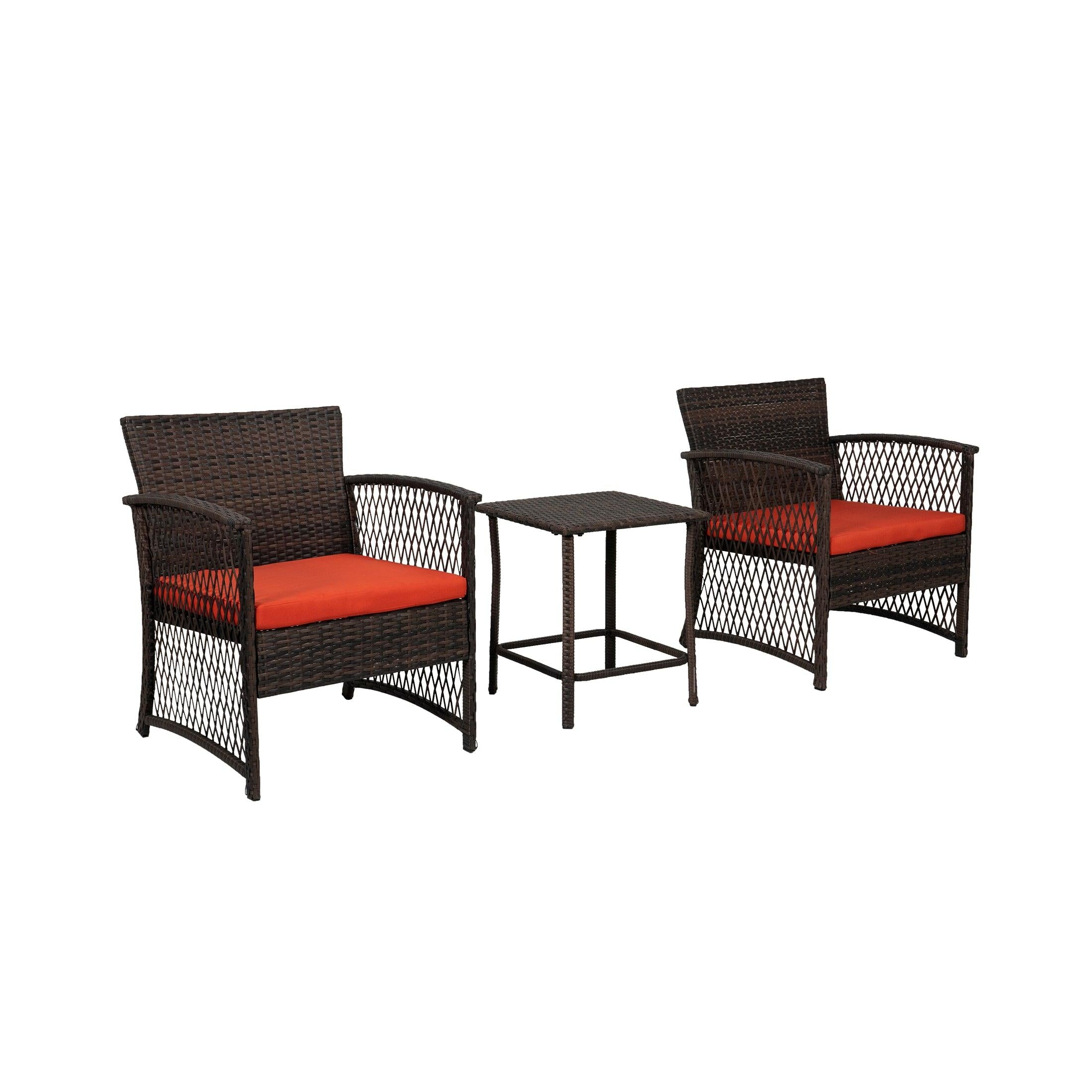 Bistro 3-Piece Patio Conversation Set Coffee PE Rattan Wicker - Costaelm