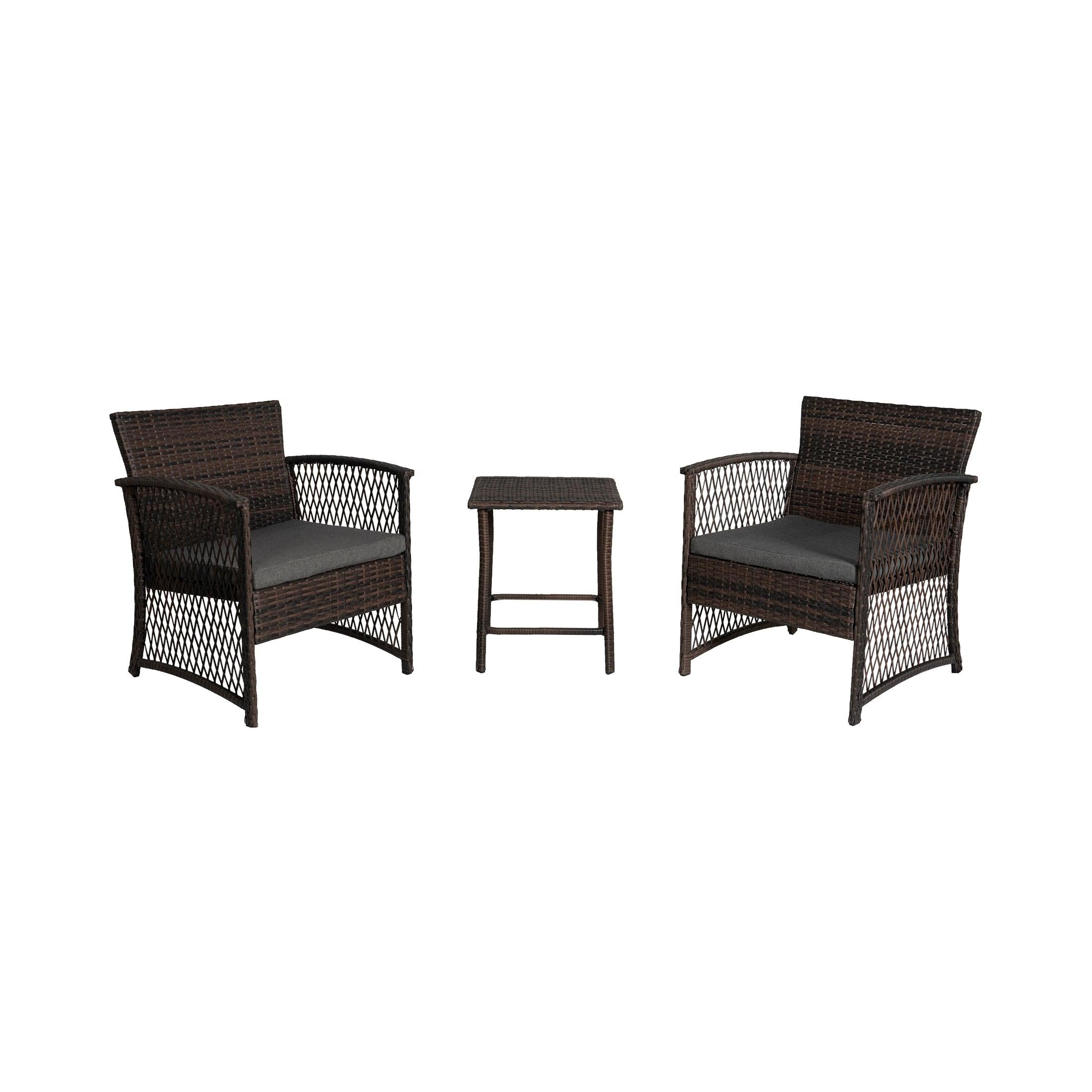 Bistro 3-Piece Patio Conversation Set Coffee PE Rattan Wicker - Costaelm