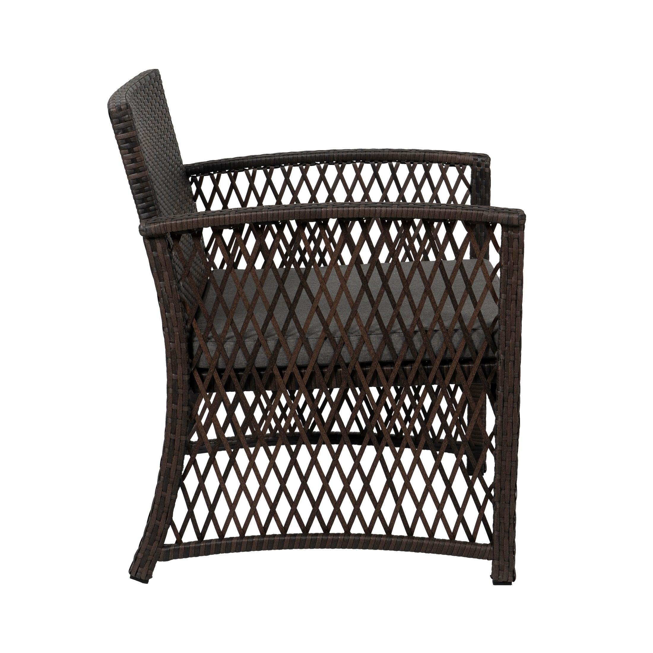 Bistro 3-Piece Patio Conversation Set Coffee PE Rattan Wicker - Costaelm