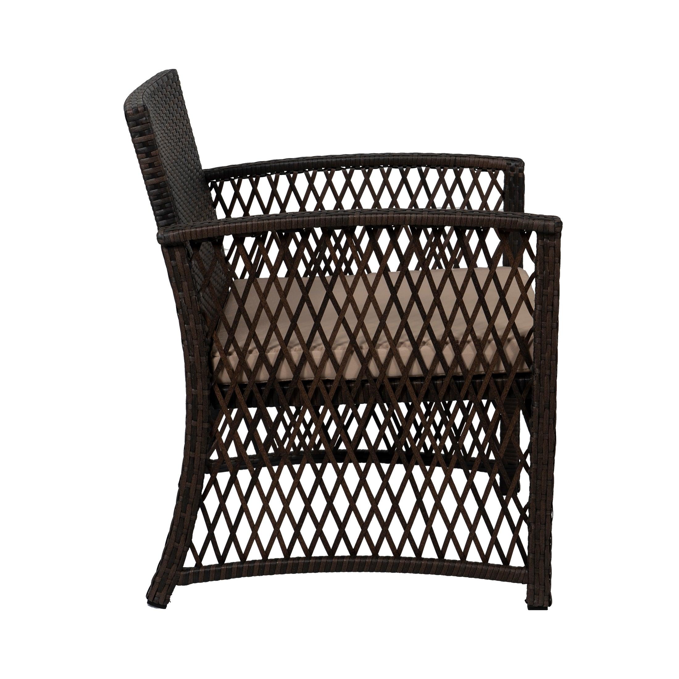 Bistro 3-Piece Patio Conversation Set Coffee PE Rattan Wicker - Costaelm