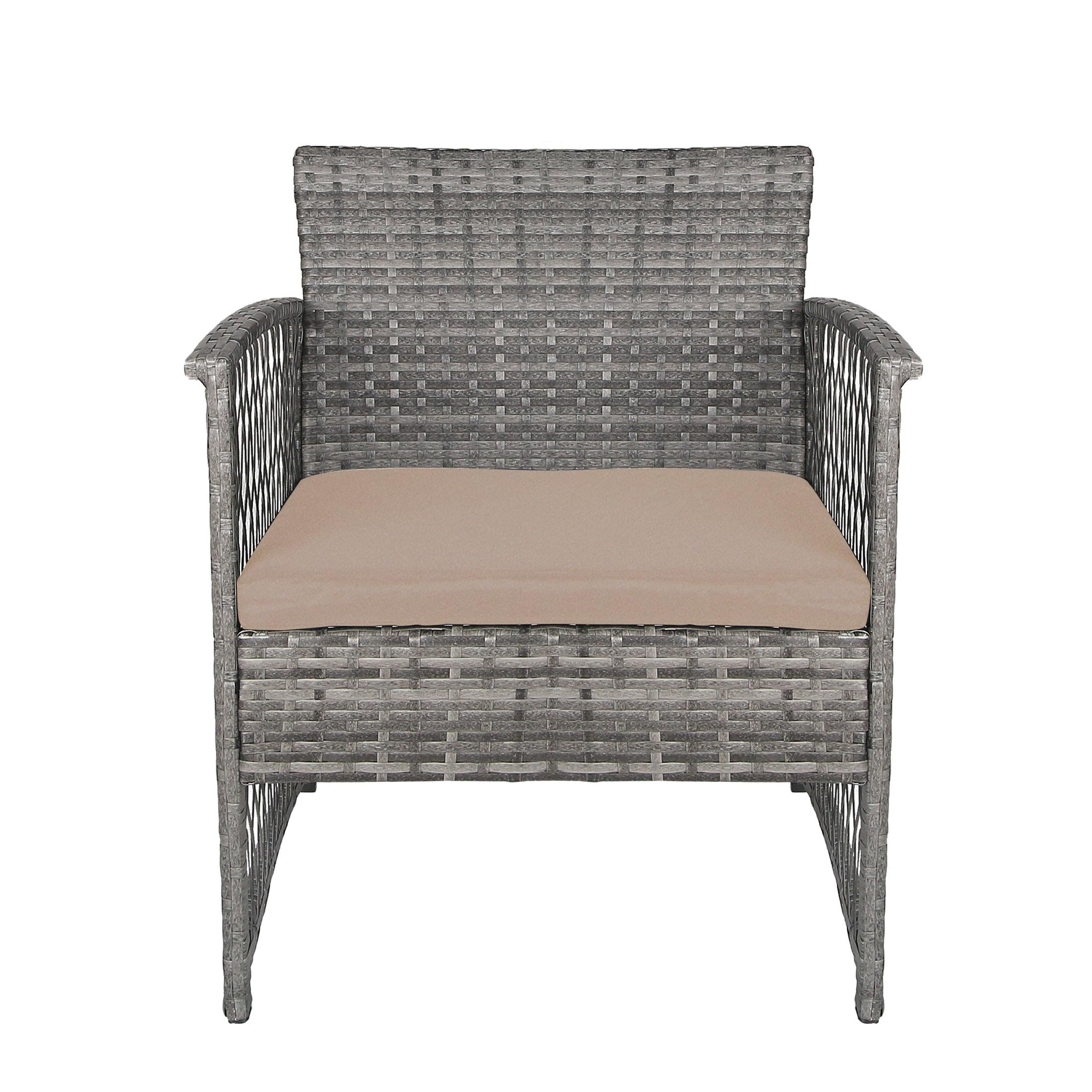 Bistro 3-Piece Patio Conversation Set Gray PE Rattan Wicker - Costaelm