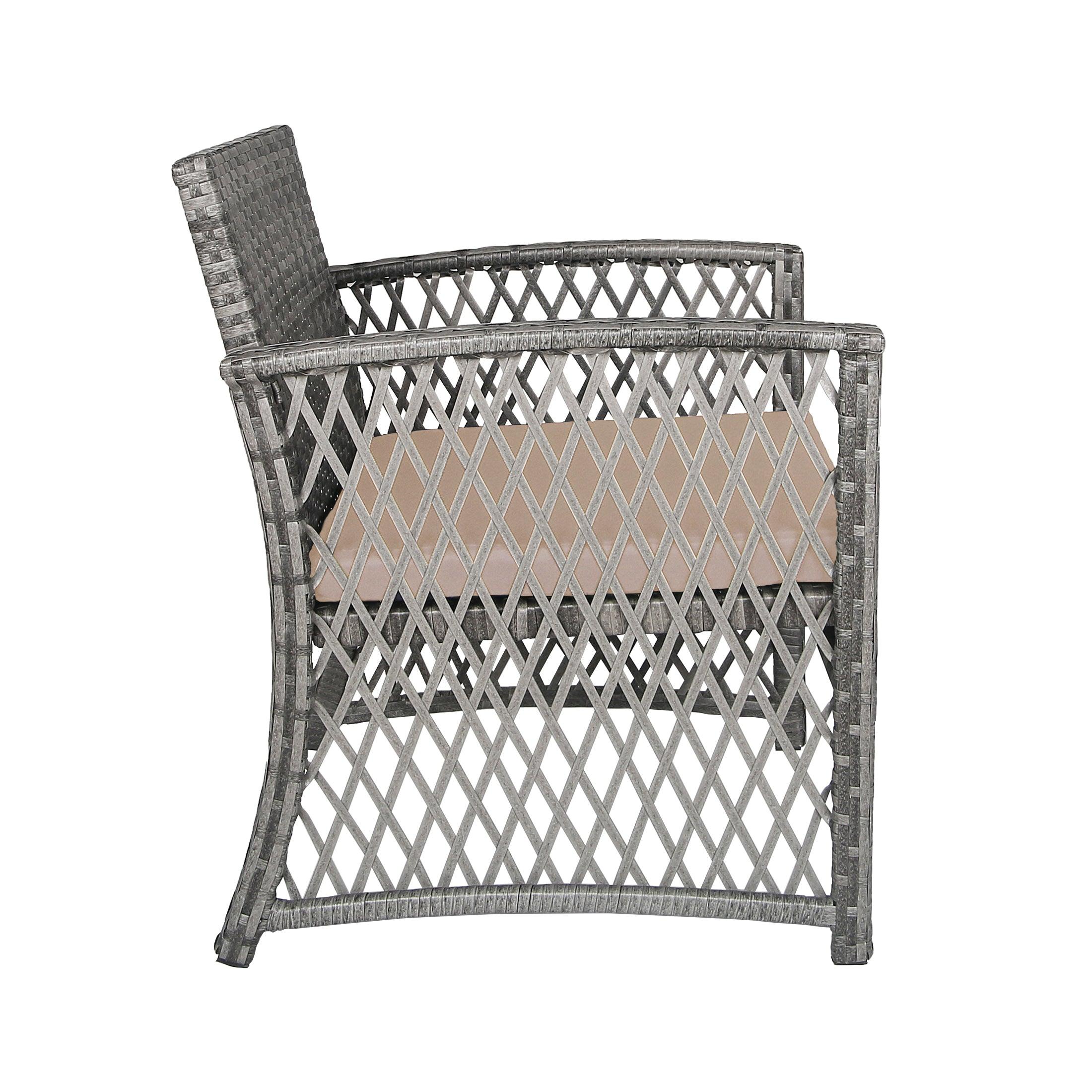 Bistro 3-Piece Patio Conversation Set Gray PE Rattan Wicker - Costaelm