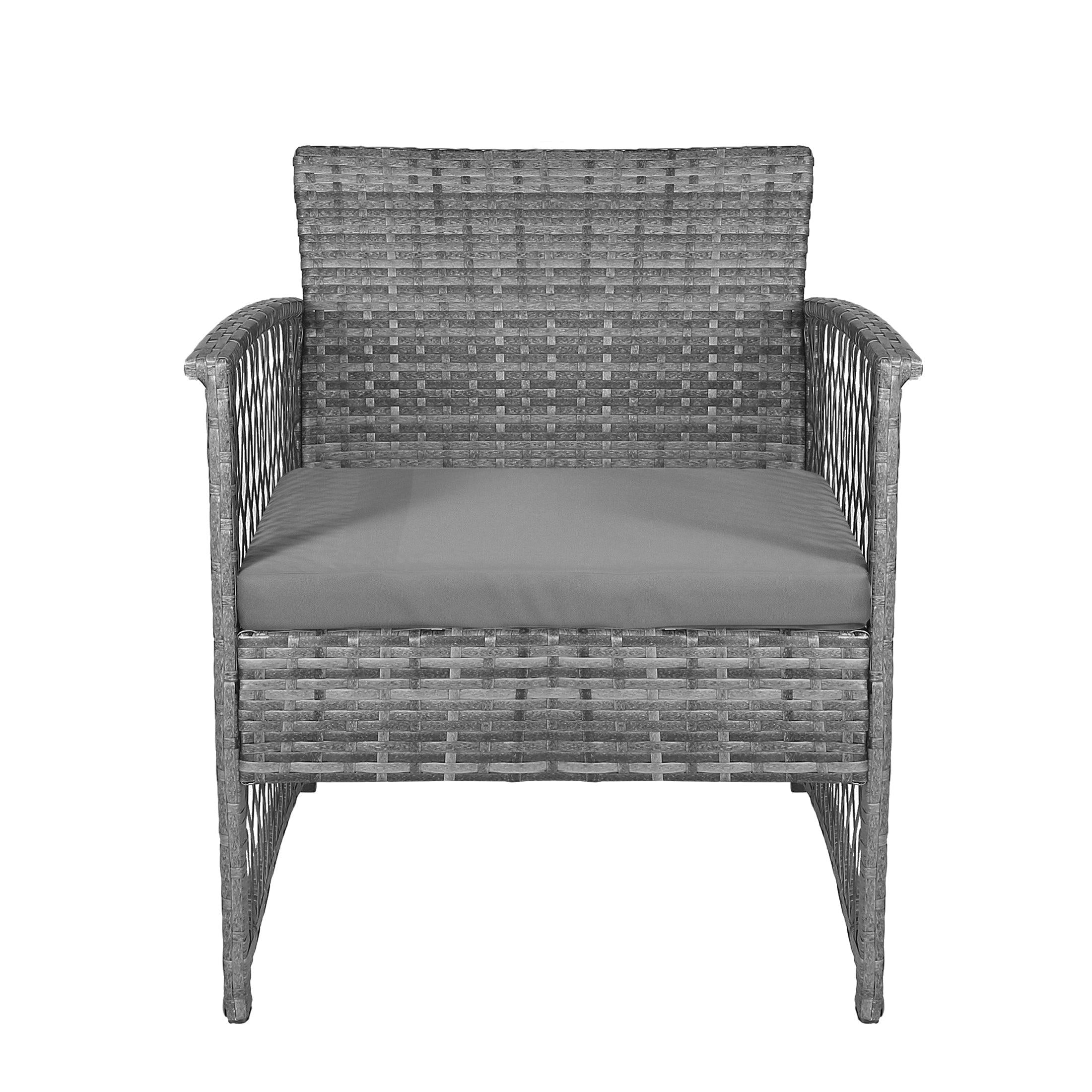 Bistro 3-Piece Patio Conversation Set Gray PE Rattan Wicker - Costaelm