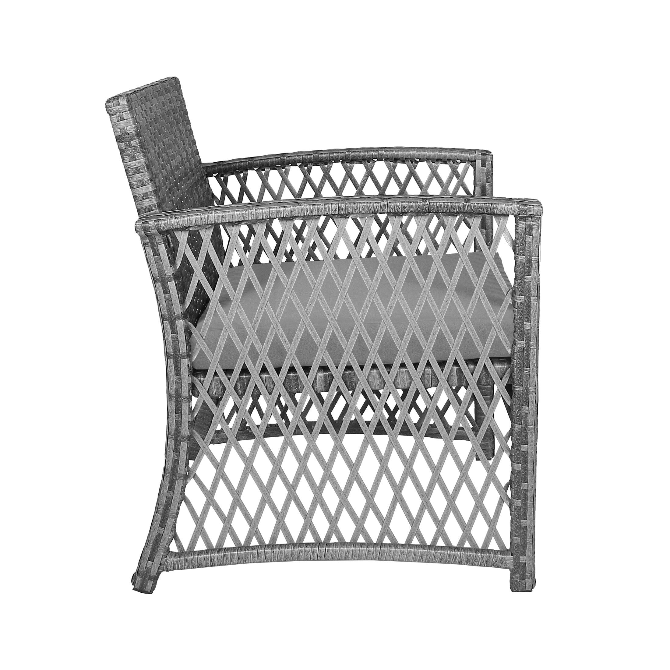 Bistro 3-Piece Patio Conversation Set Gray PE Rattan Wicker - Costaelm