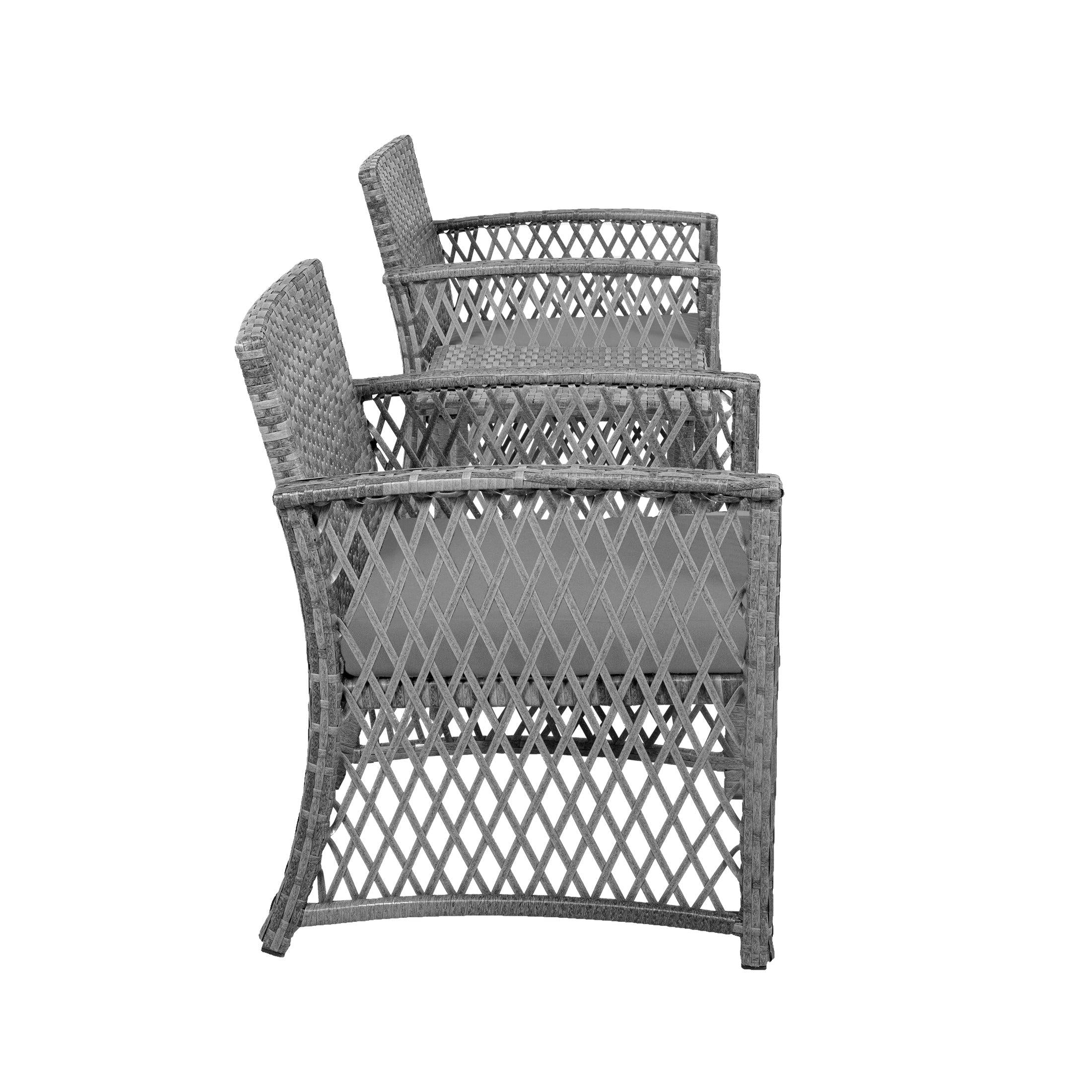 Bistro 3-Piece Patio Conversation Set Gray PE Rattan Wicker - Costaelm