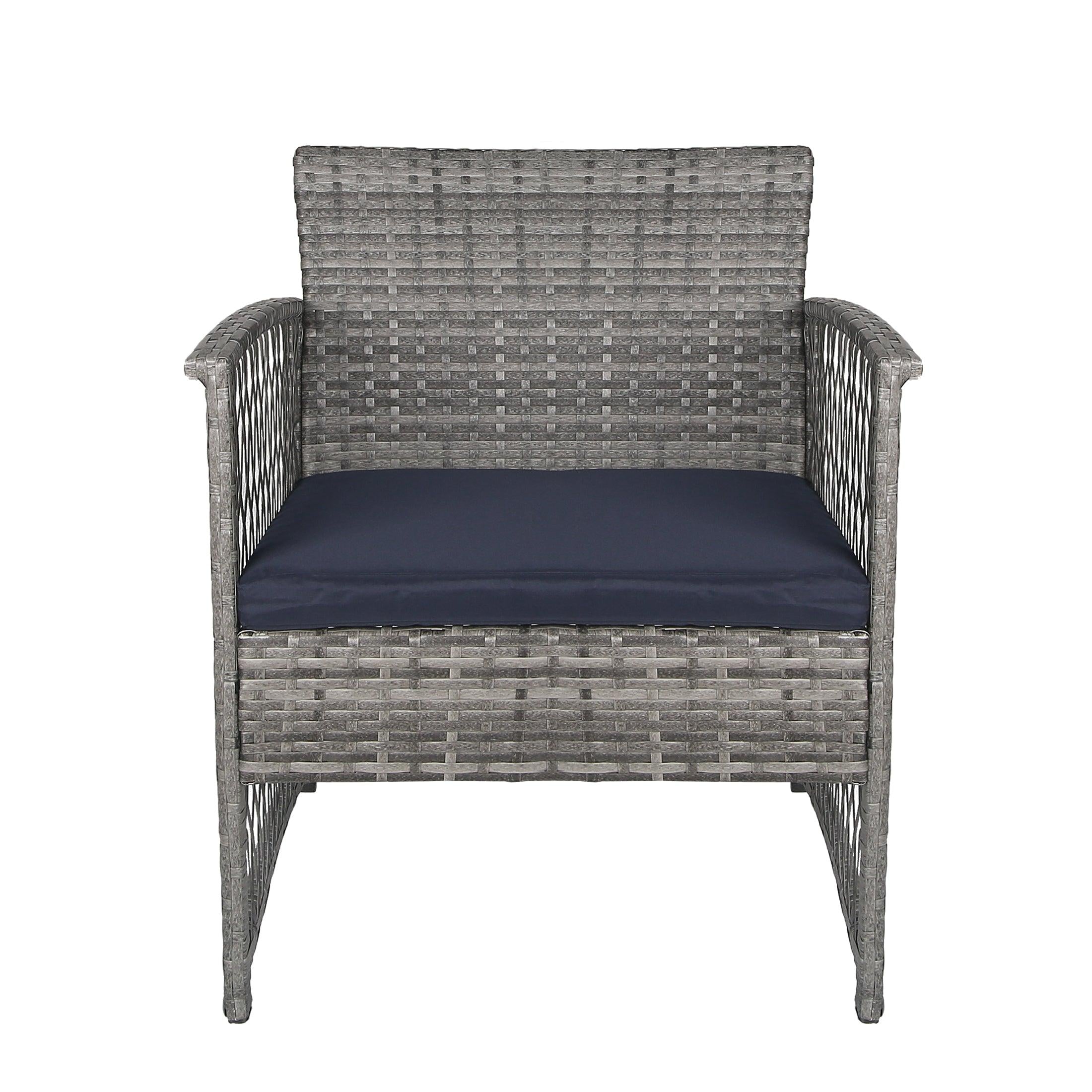 Bistro 3-Piece Patio Conversation Set Gray PE Rattan Wicker - Costaelm