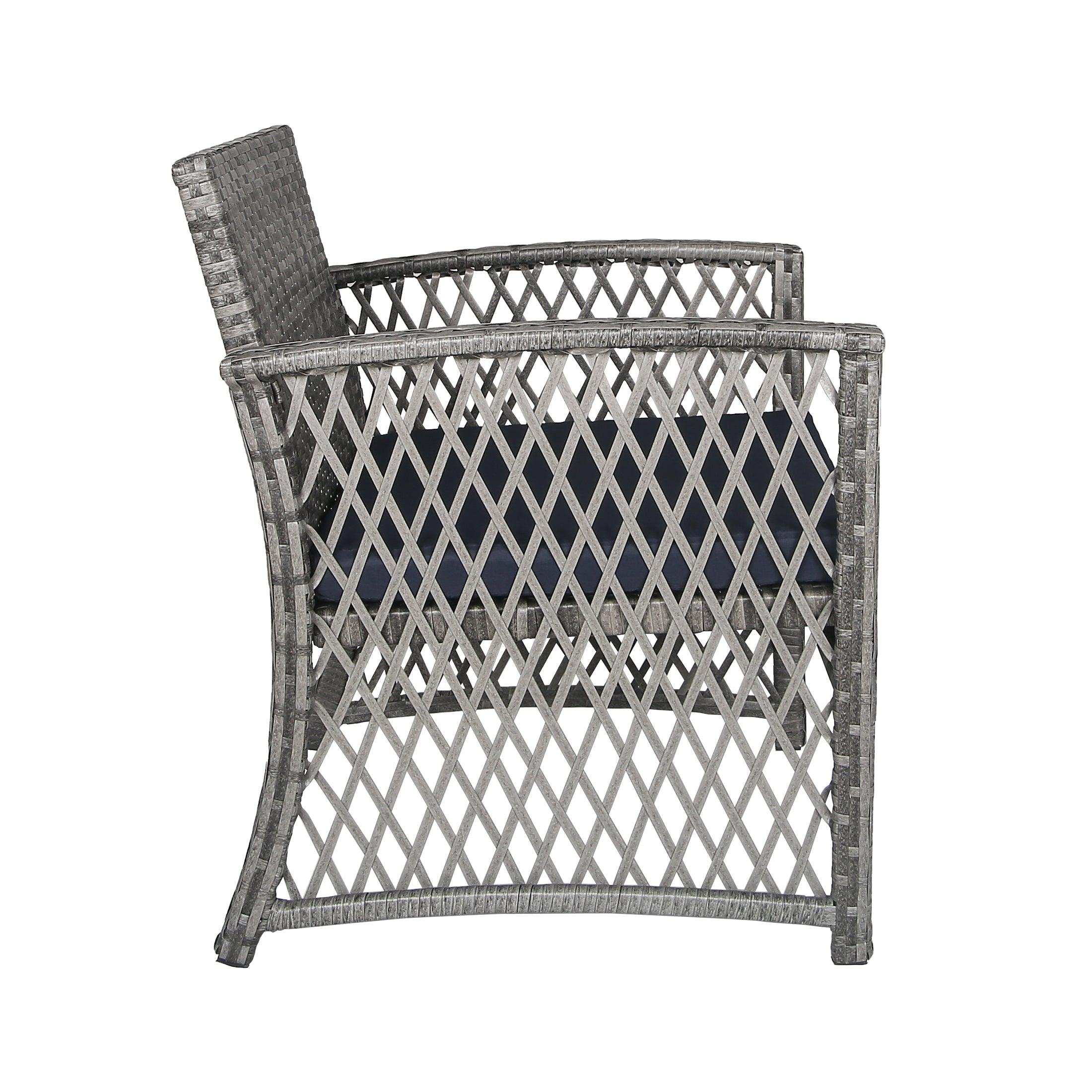 Bistro 3-Piece Patio Conversation Set Gray PE Rattan Wicker - Costaelm