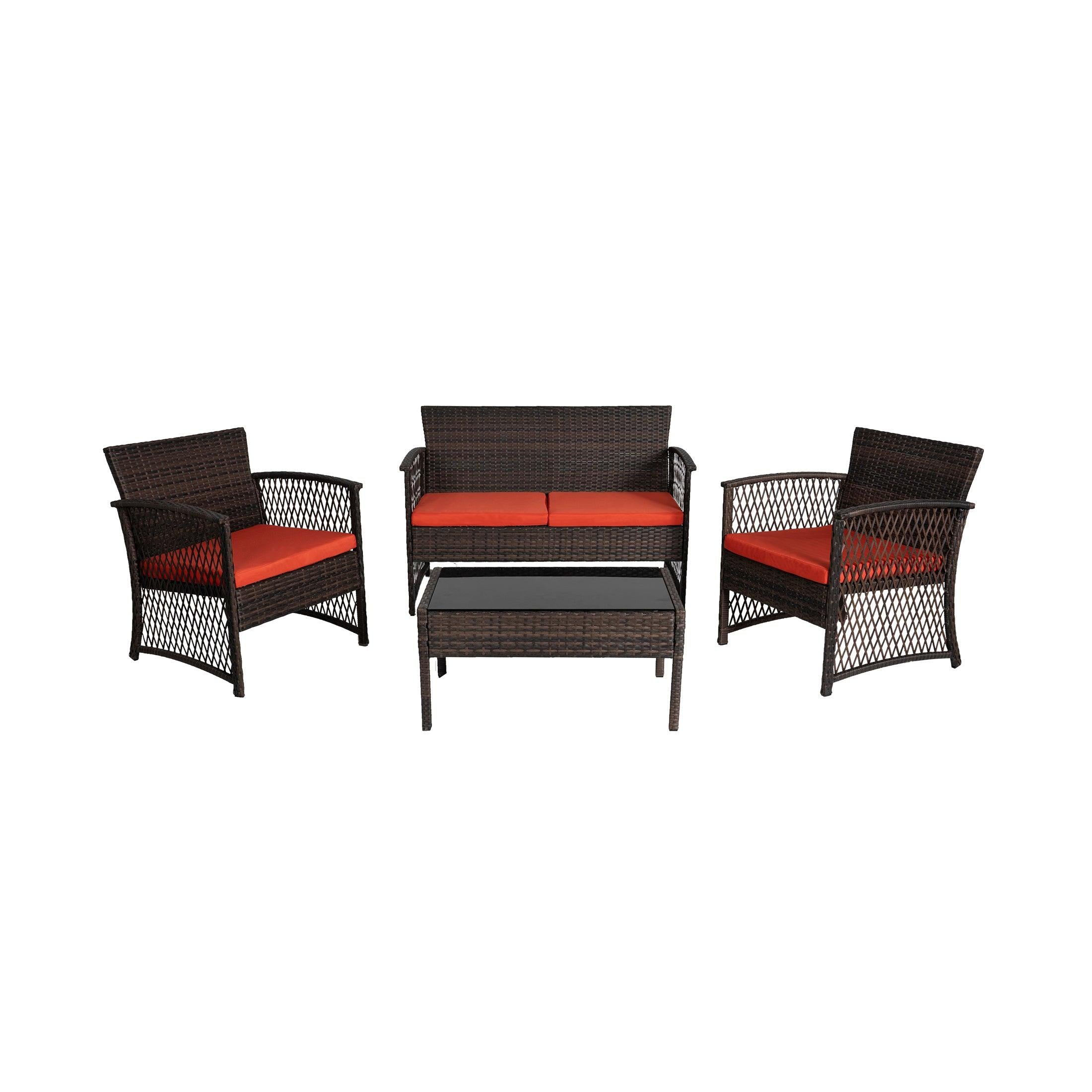 Costa 4-Piece Outdoor Patio Conversation Set Coffee PE Rattan Wicker - Costaelm