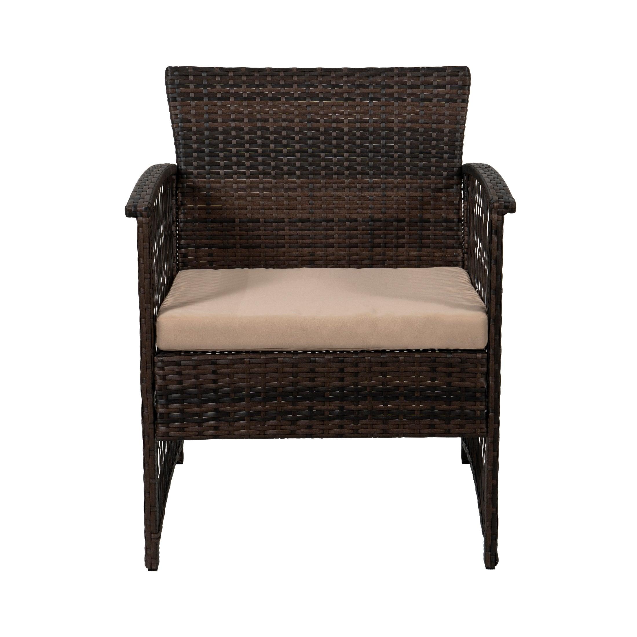 Costa 4-Piece Outdoor Patio Conversation Set Coffee PE Rattan Wicker - Costaelm