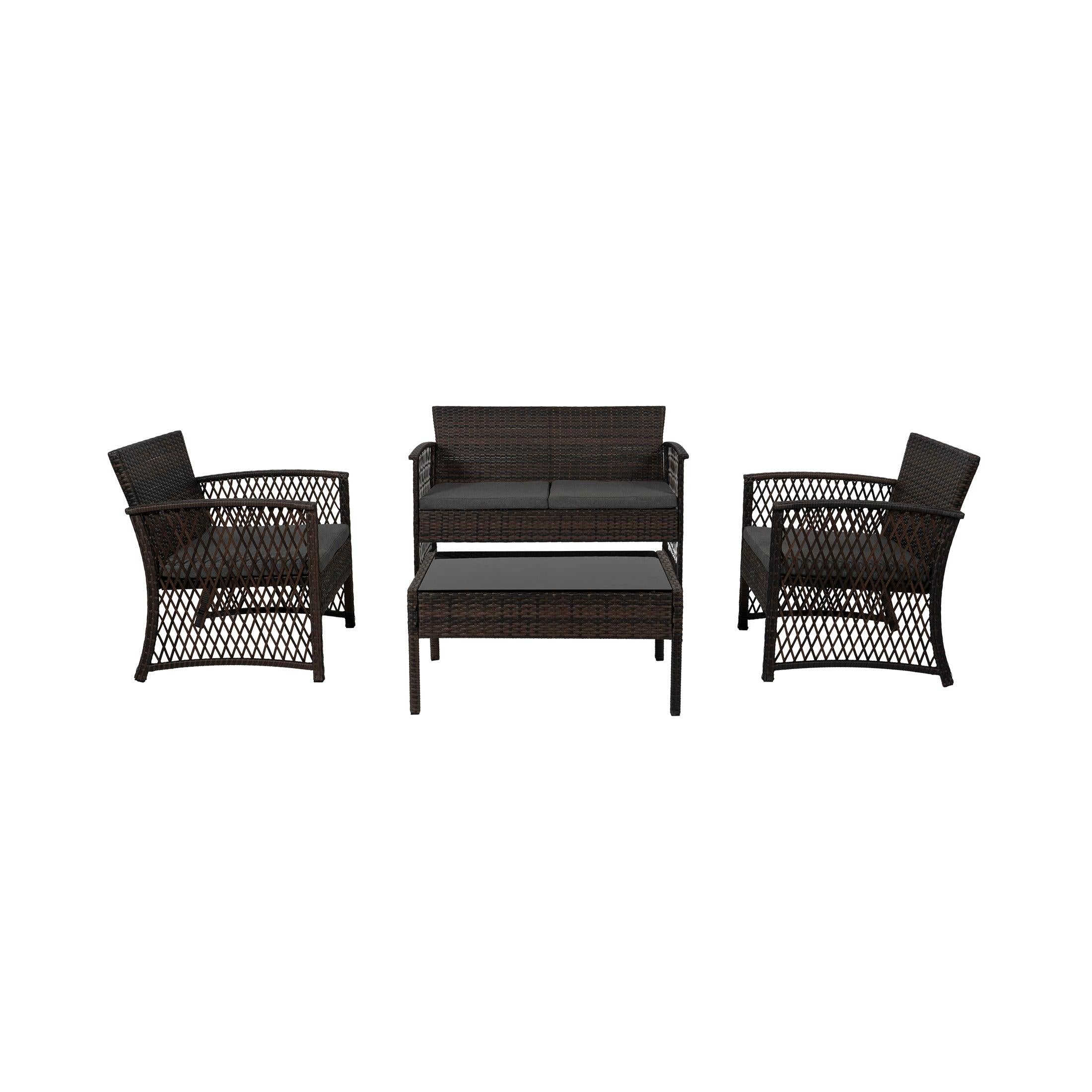 Costa 4-Piece Outdoor Patio Conversation Set Coffee PE Rattan Wicker - Costaelm