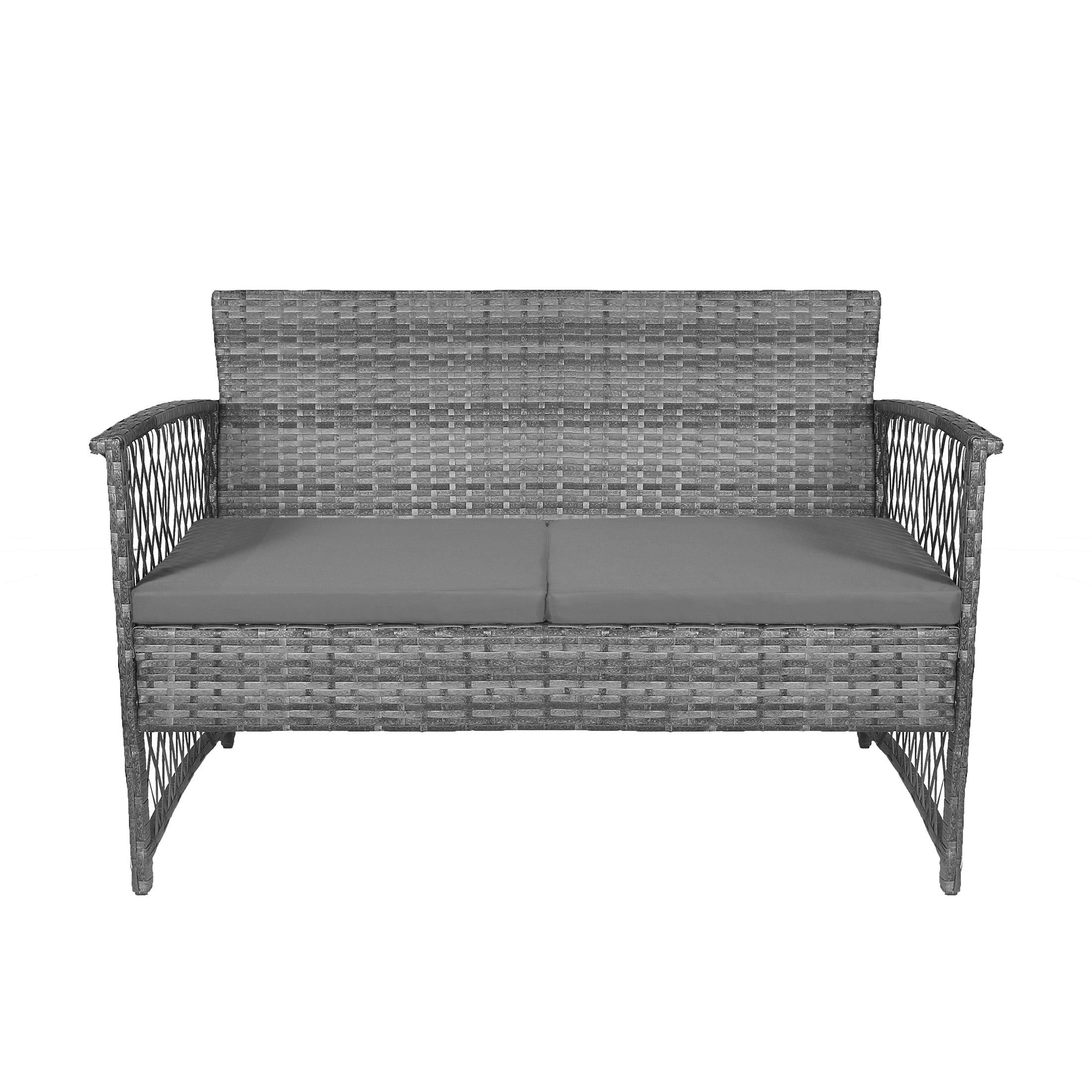 Costa 4-Piece Outdoor Patio Conversation Set Gray PE Rattan Wicker - Costaelm