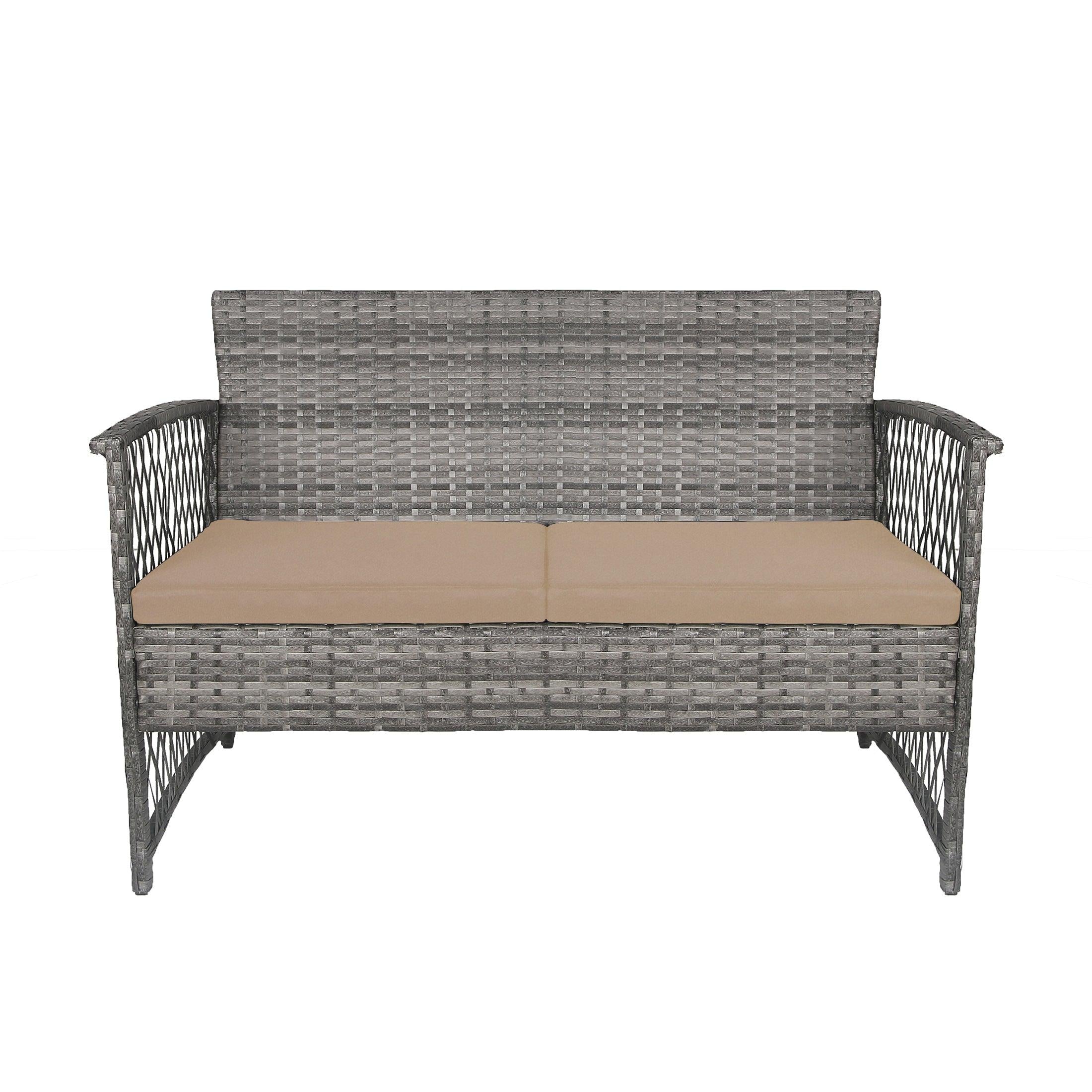 Costa 4-Piece Outdoor Patio Conversation Set Gray PE Rattan Wicker - Costaelm