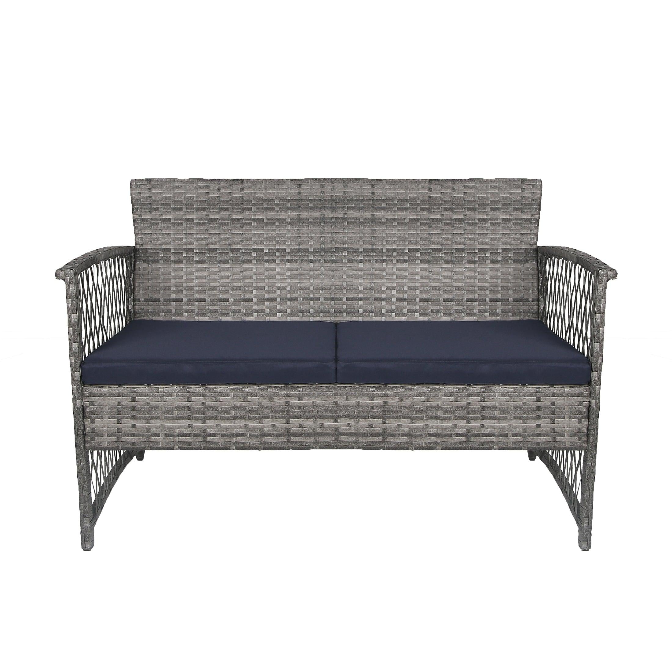 Costa 4-Piece Outdoor Patio Conversation Set Gray PE Rattan Wicker - Costaelm