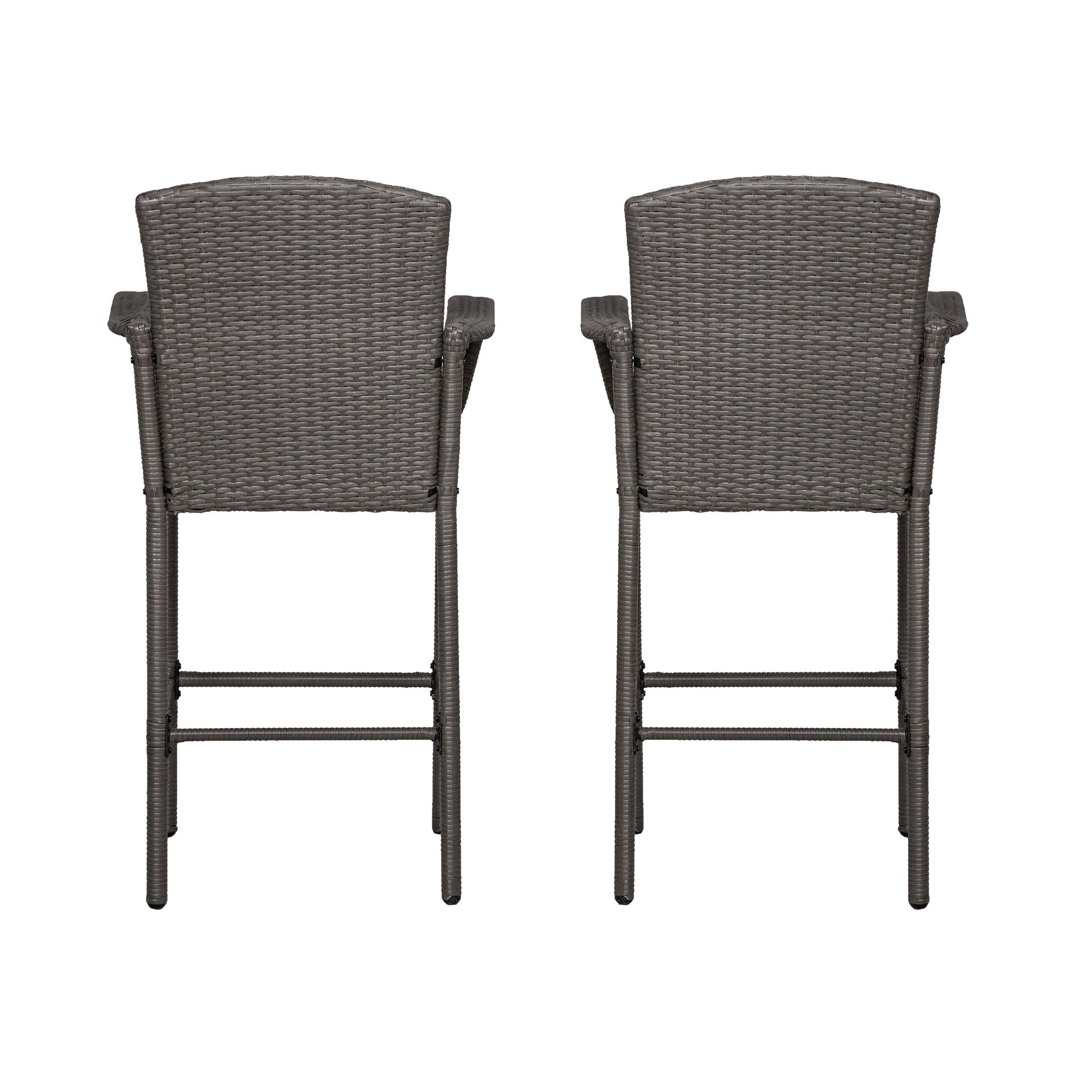 Estela Outdoor Rattan Wicker Patio Bar Stools (Set of 2) - Costaelm