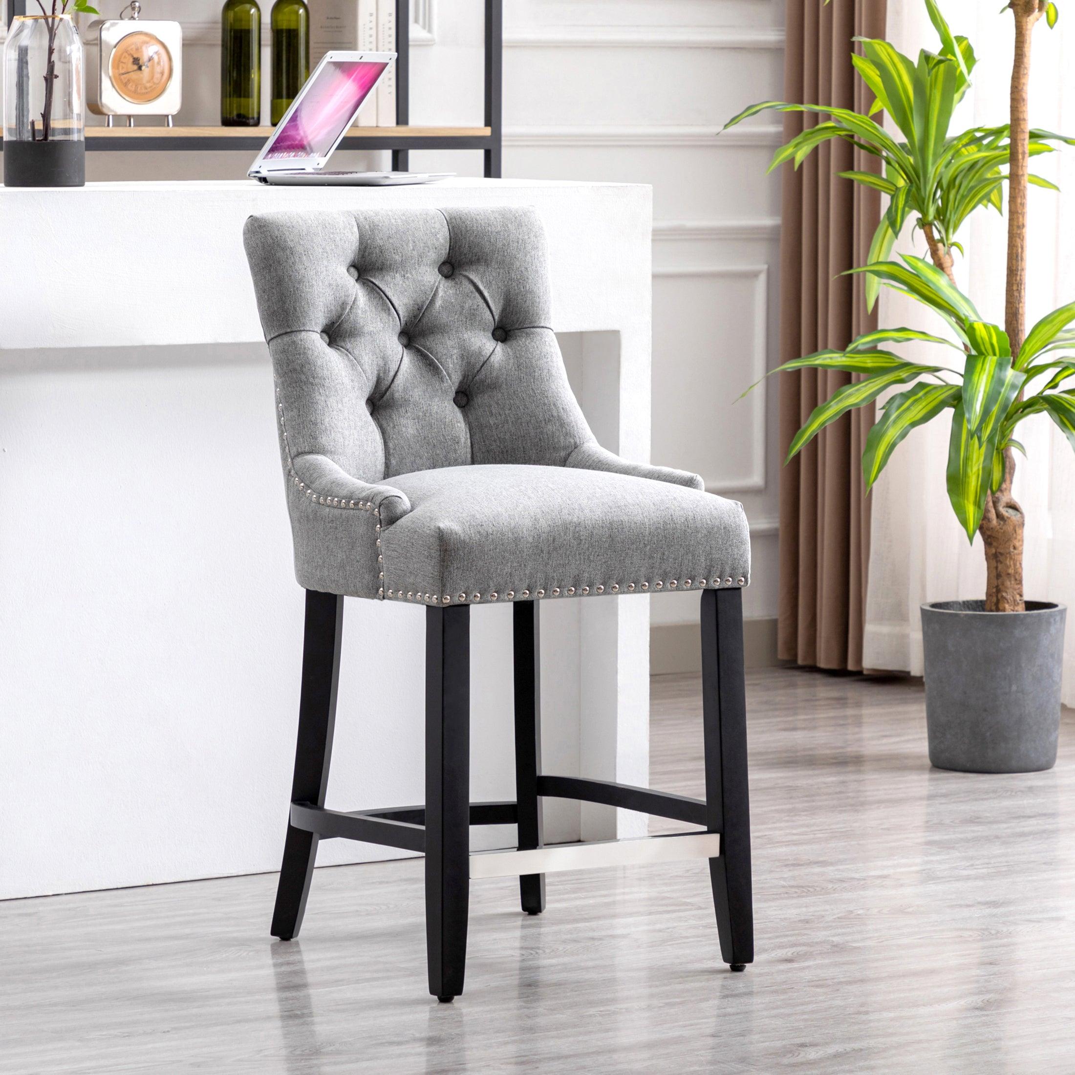 Bellmount 24" Upholstered Tufted Wingback Counter Stool - Costaelm