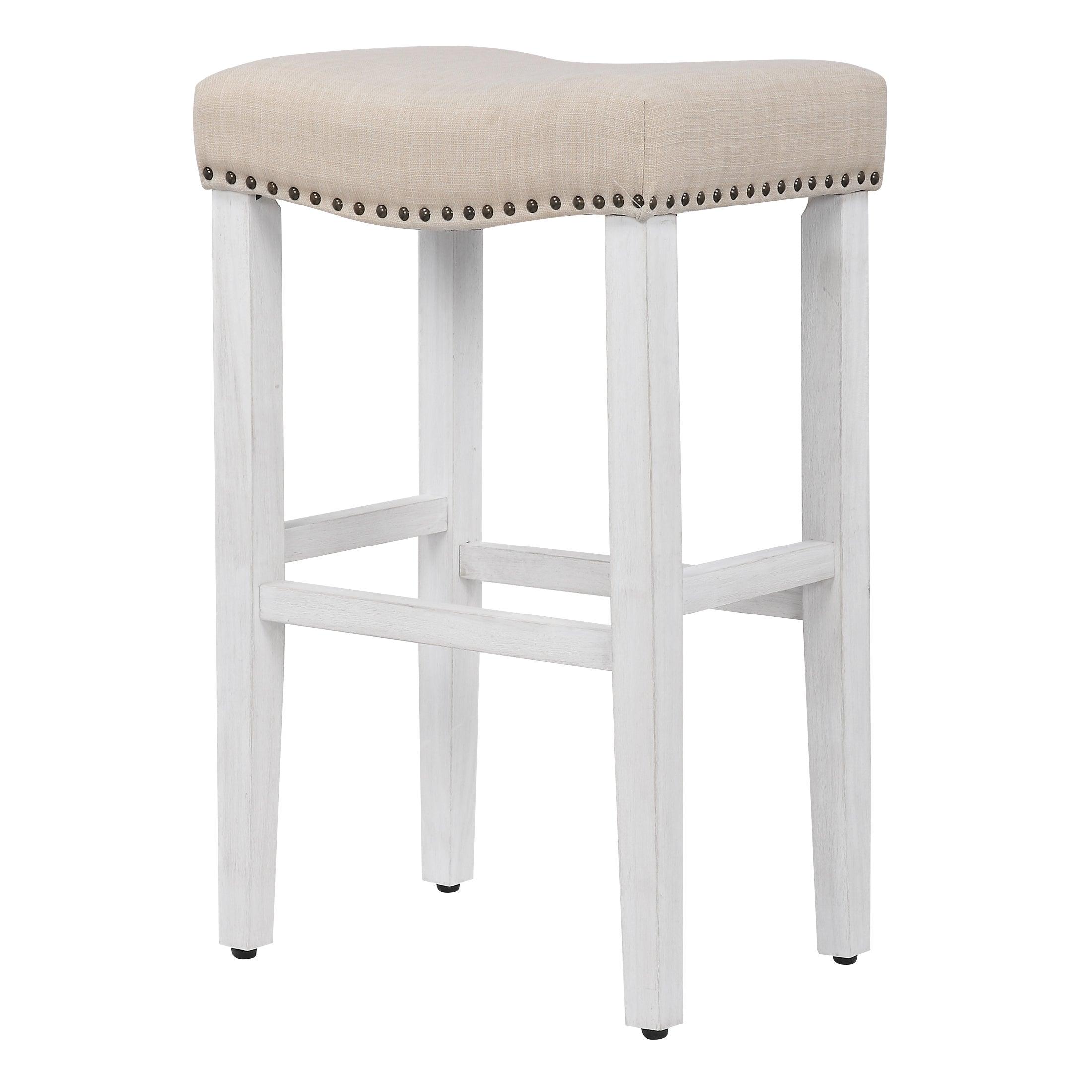 Bulmon 29" inch Upholstered Bar Stool with Nailhead Trim - Costaelm