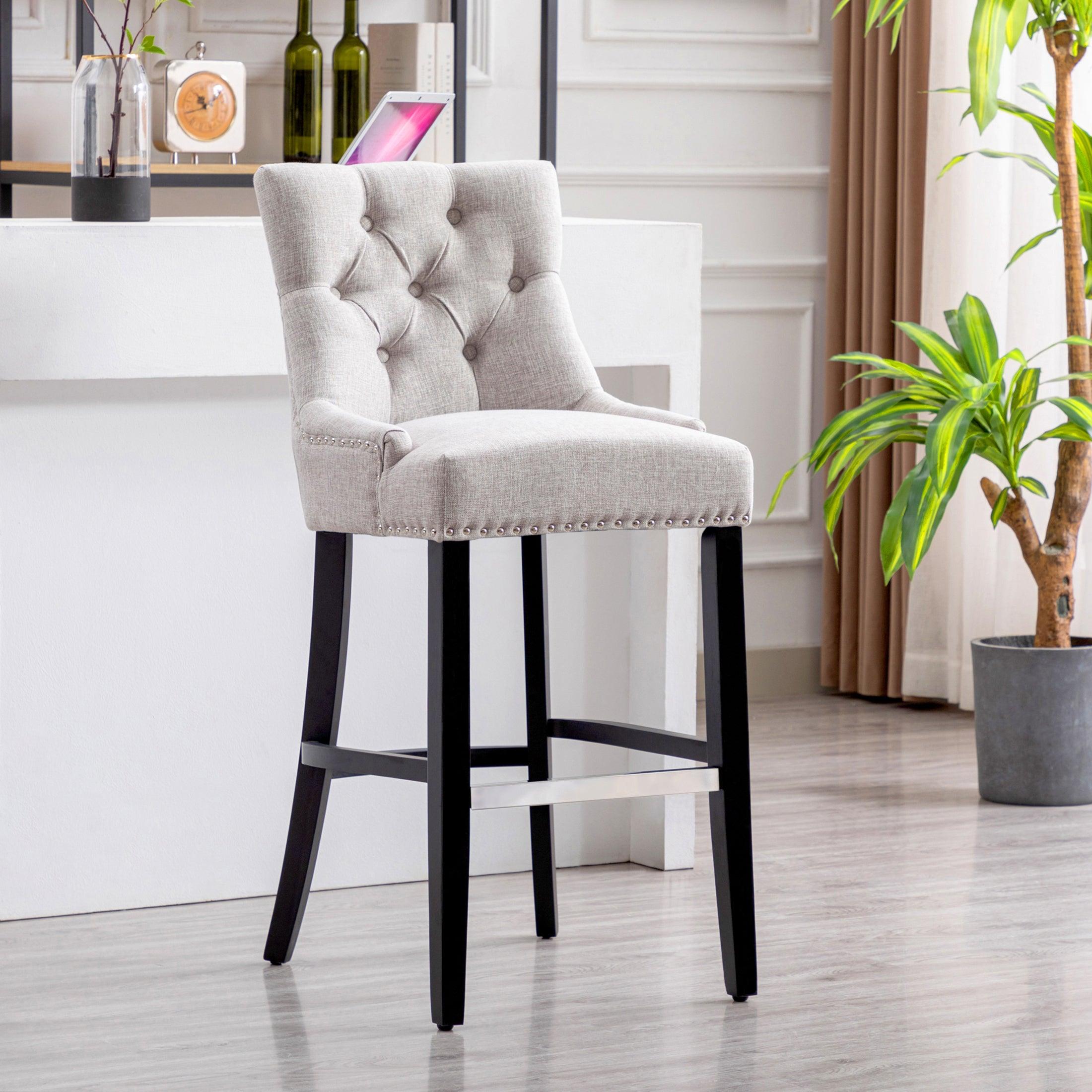 Bellmount 29" Upholstered Tufted Wingback Bar Stool - Costaelm