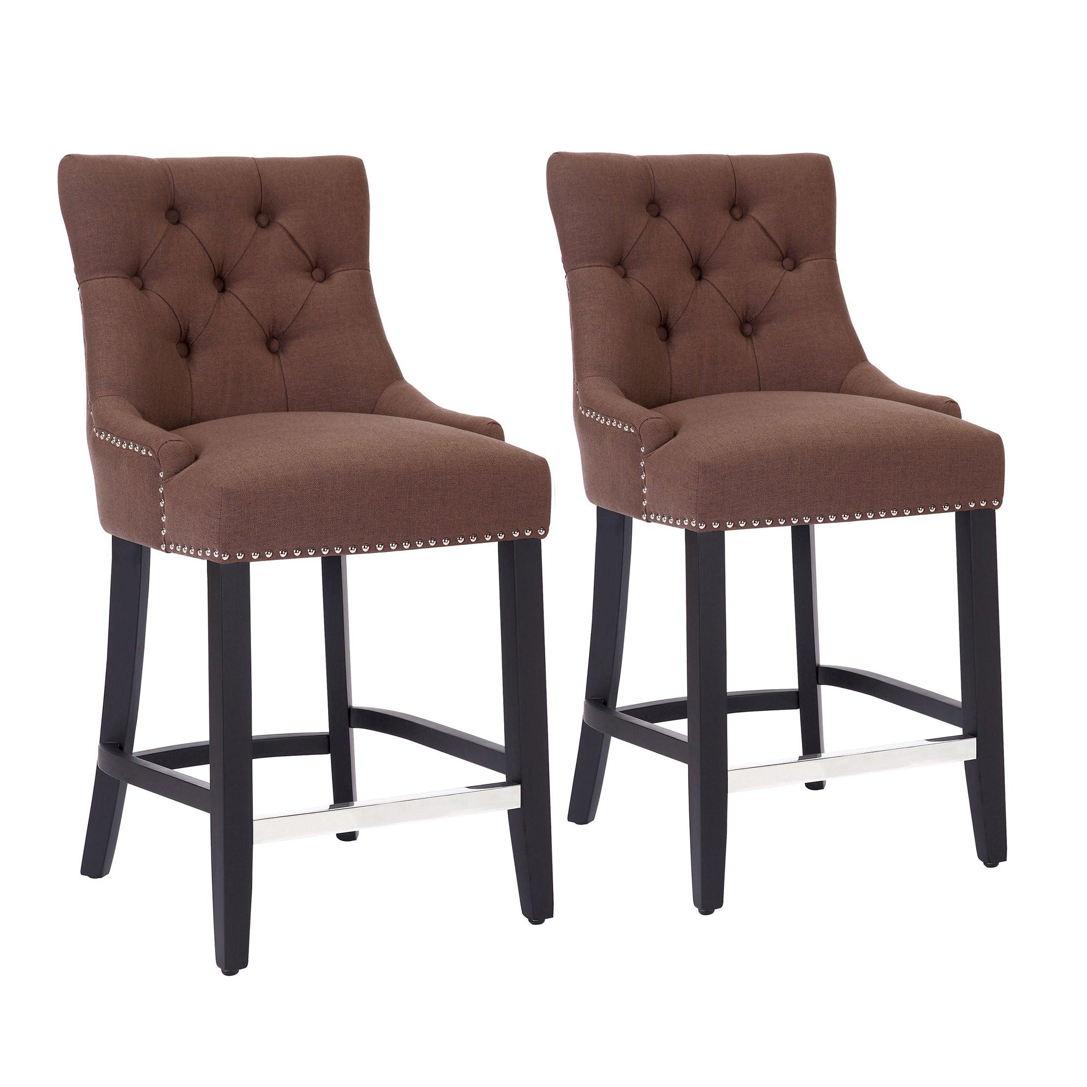 Bellmount 24" Upholstered Tufted Wingback Counter Stool (Set of 2) - Costaelm