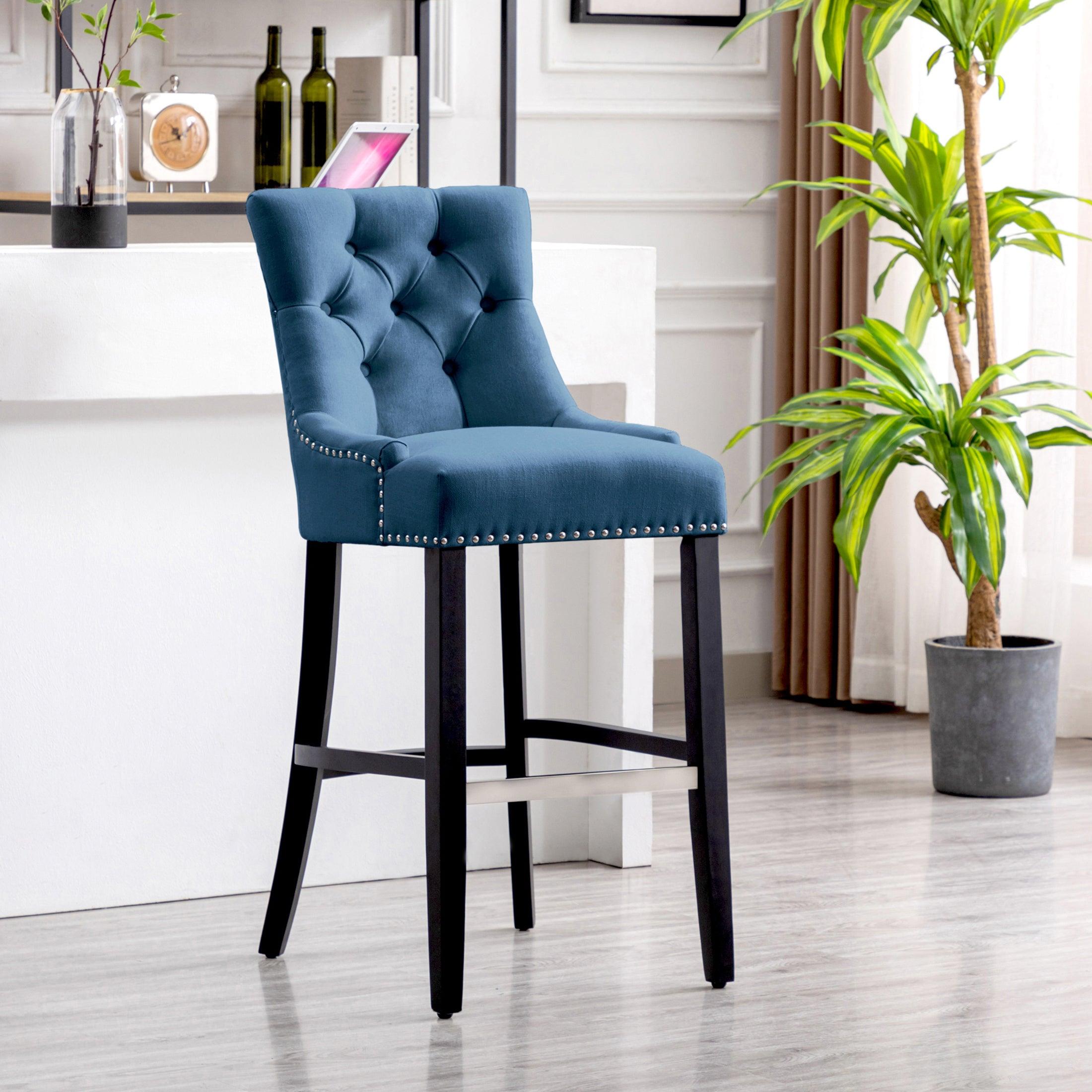 Bellmount 29" Upholstered Tufted Wingback Bar Stool - Costaelm