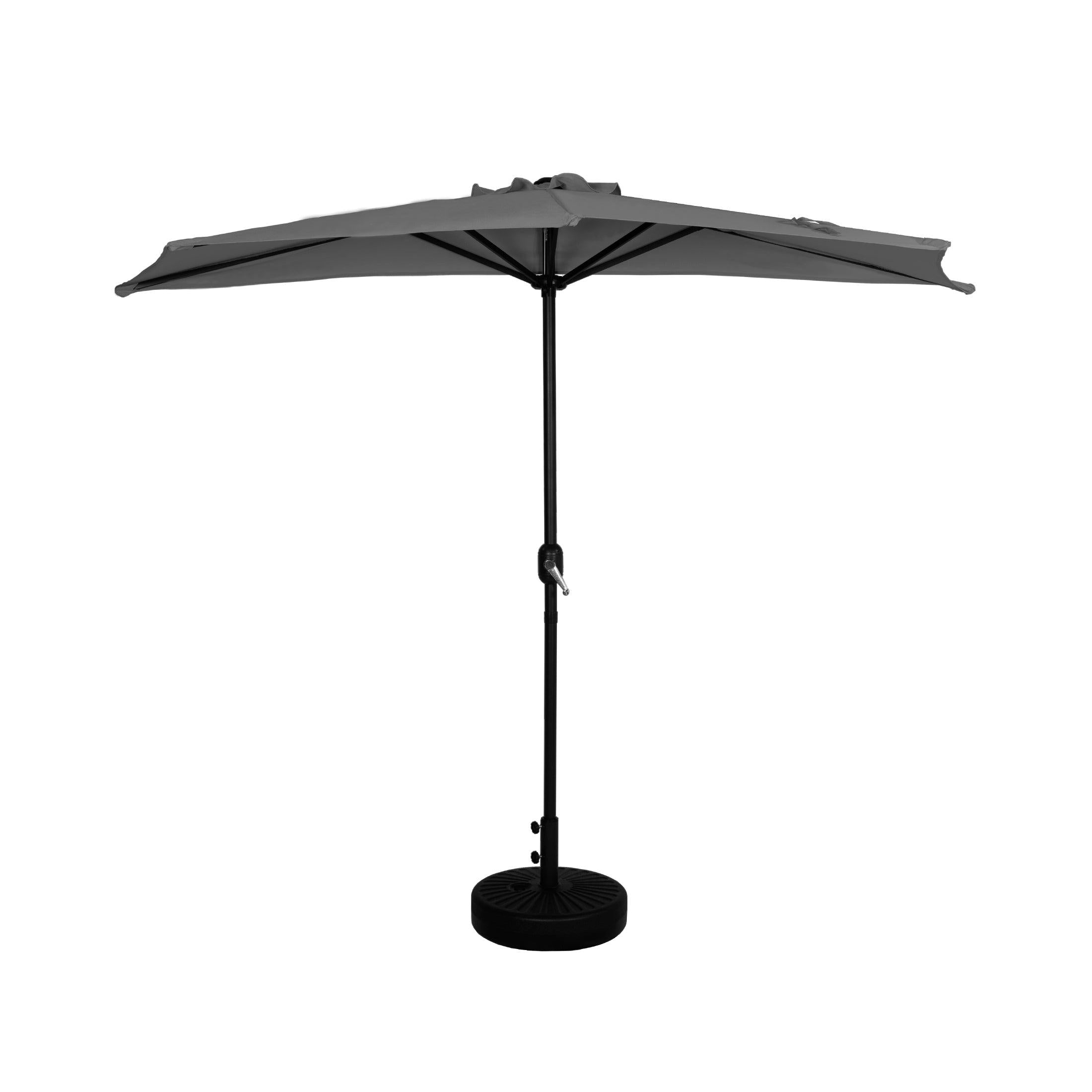 Easton 9 Ft Half Patio Umbrella with Black Round Plastic Base Included - Costaelm