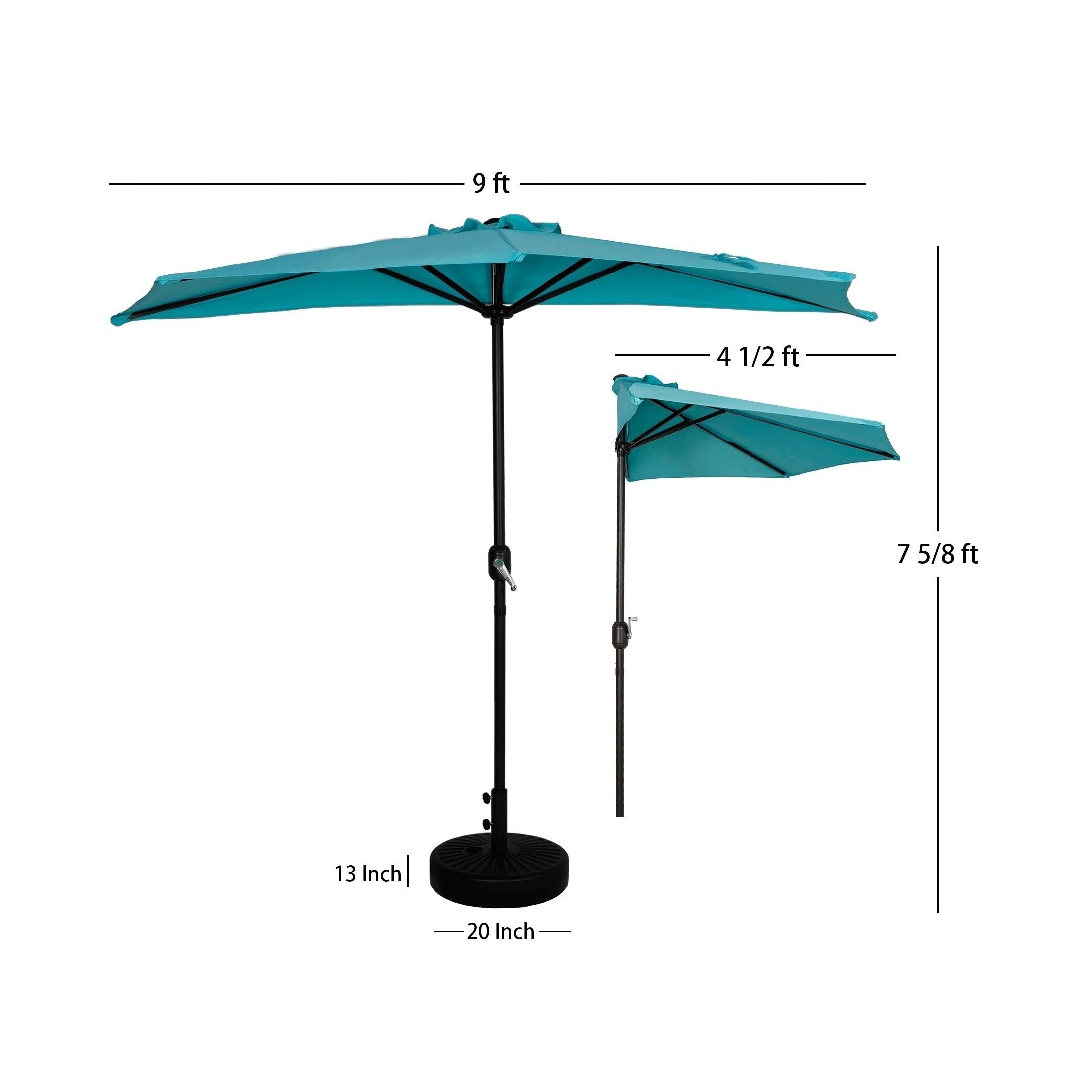 Easton 9 Ft Half Patio Umbrella with Black Round Plastic Base Included - Costaelm